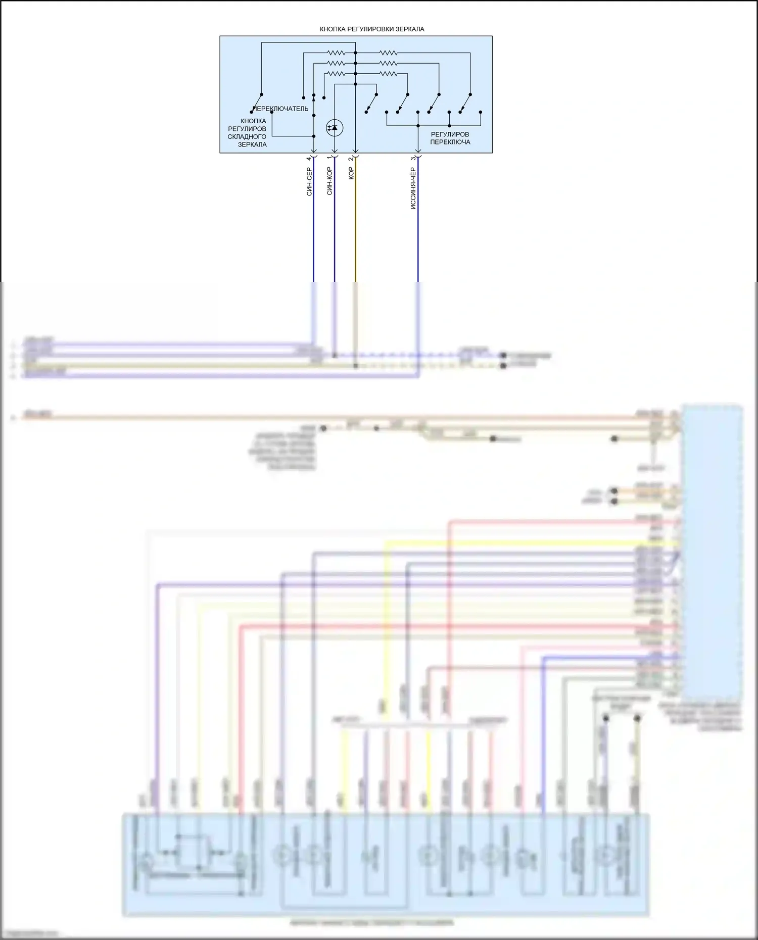 RS5 Audi 8T рестайлинг (2012-2016): Управление зеркалами заднего вида электросхема (2 из 2) 