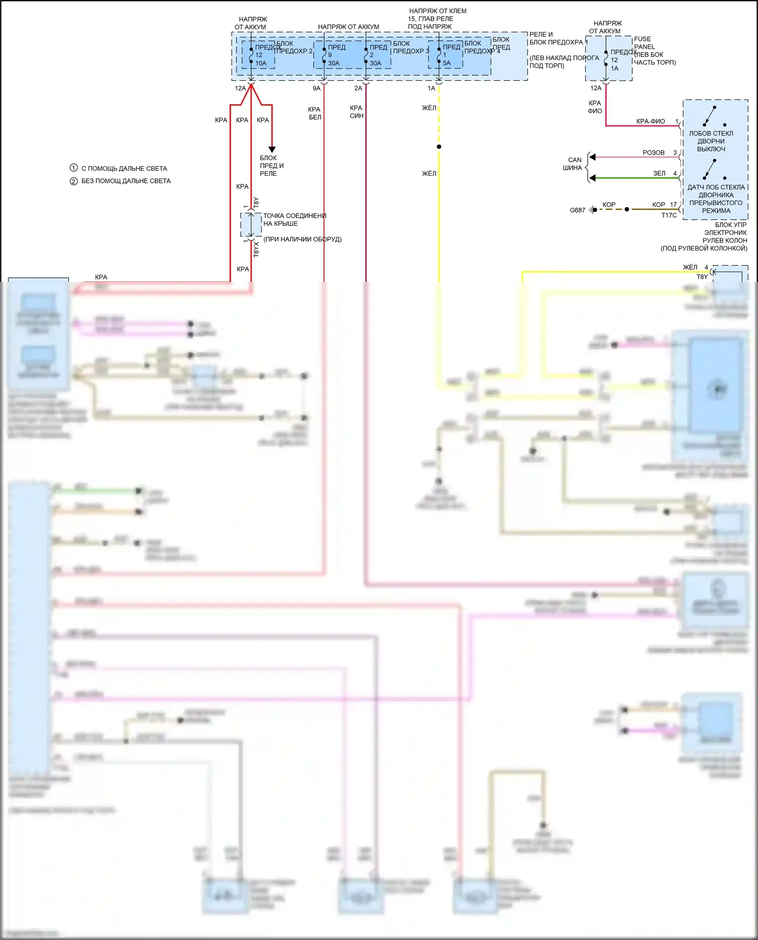 RS5 Audi F5 рестайлинг (2019-2024): Дворники и омыватели электросхема 