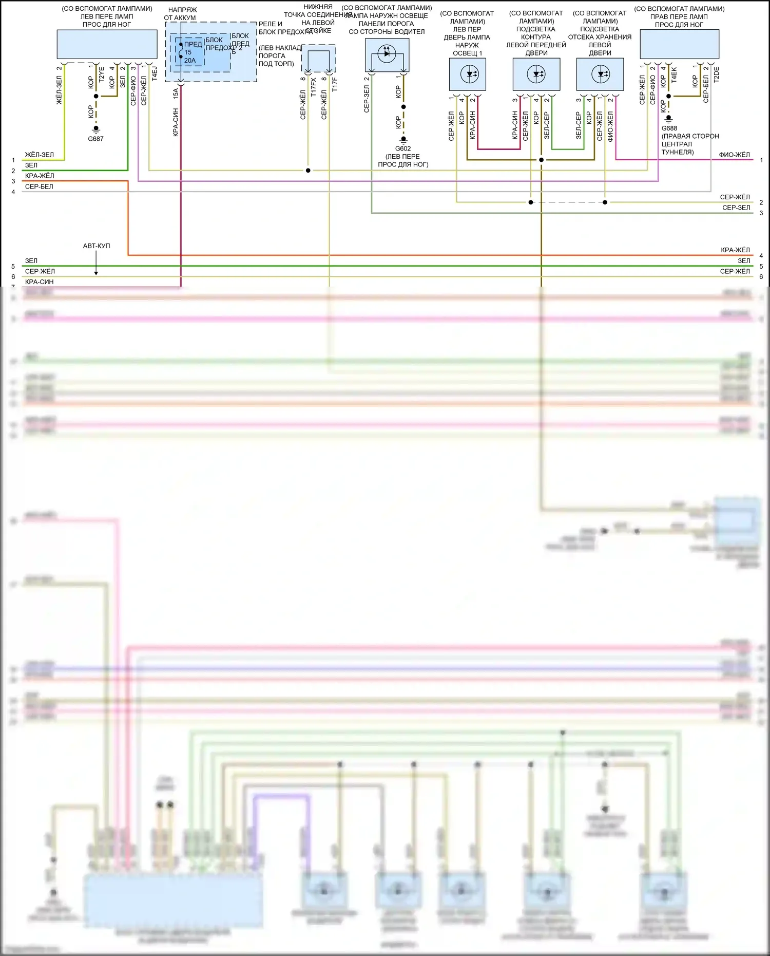 RS5 Audi F5 рестайлинг (2019-2024): Электросхема освещения салона (2 из 6) 