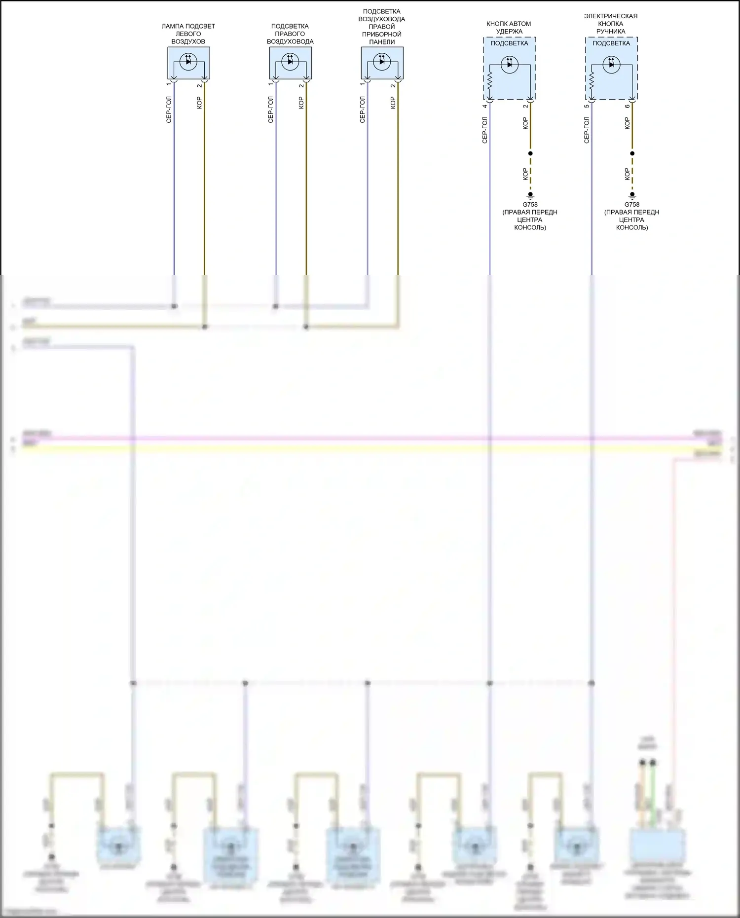 RS5 Audi F5 рестайлинг (2019-2024): Электросхема подсветки приборной панели (2 из 4) 