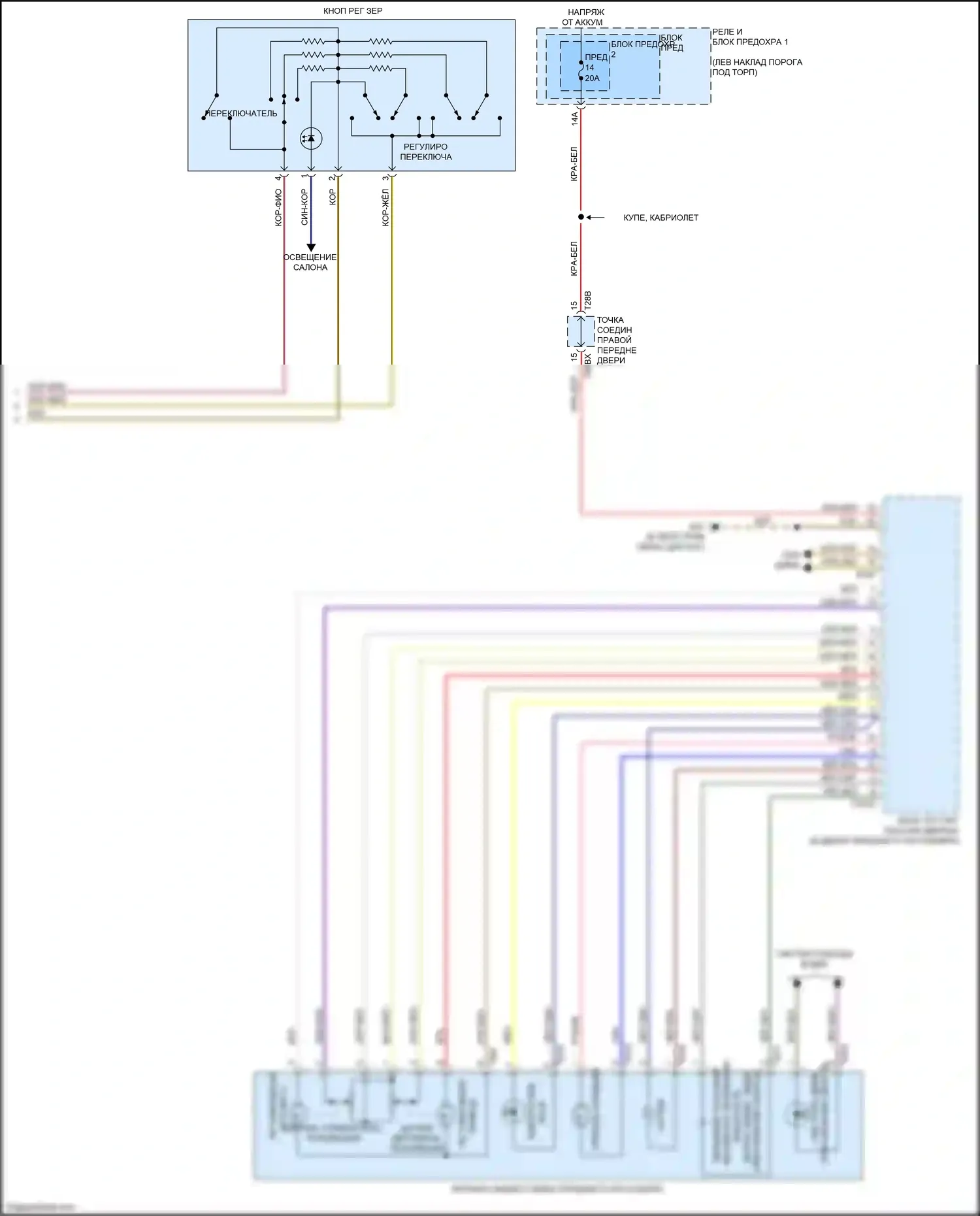 RS5 Audi F5 рестайлинг (2019-2024): Электросхема памяти зеркал (2 из 2) 