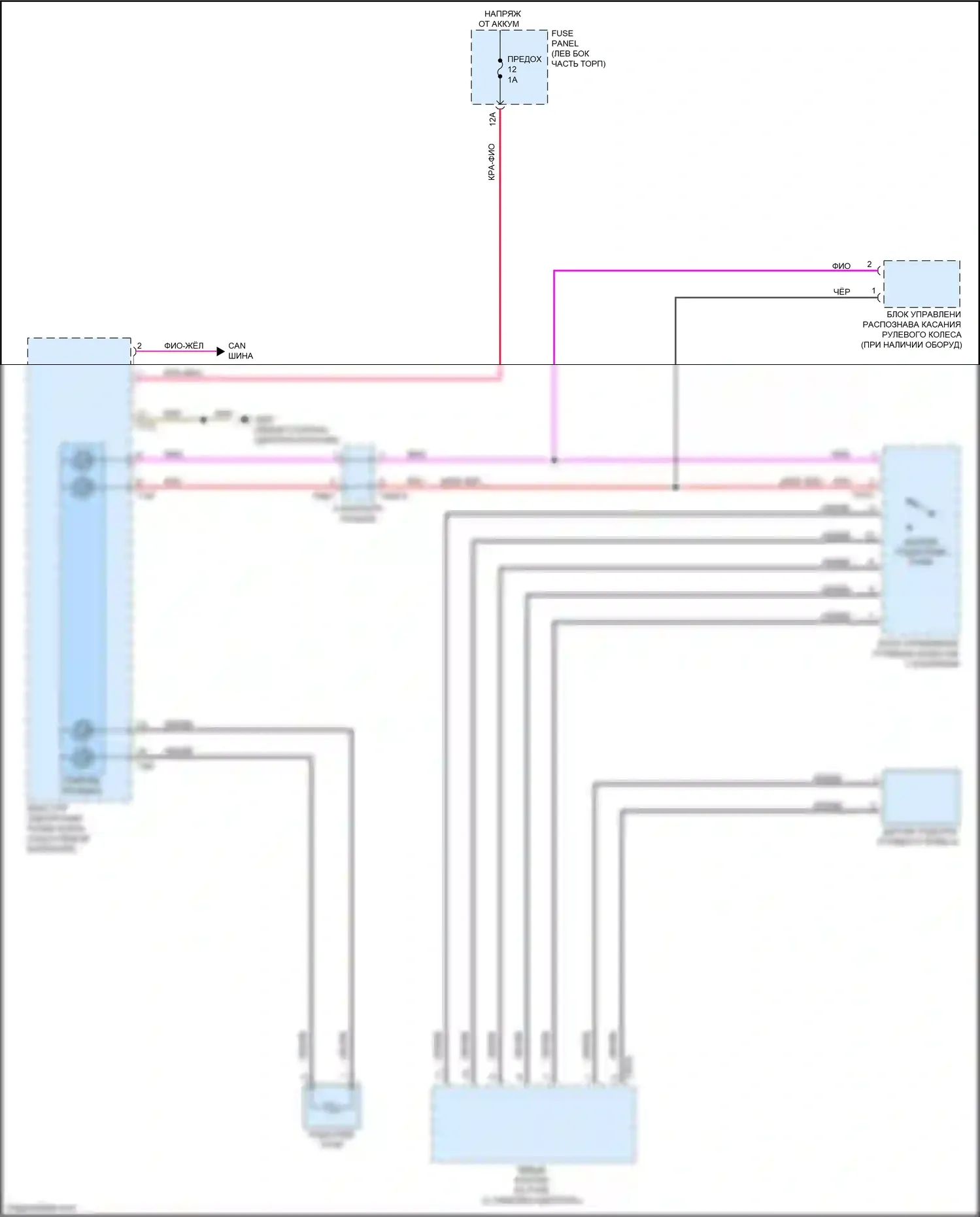 RS5 Audi F5 рестайлинг (2019-2024): Электросхема рулевого колеса с подогревом 