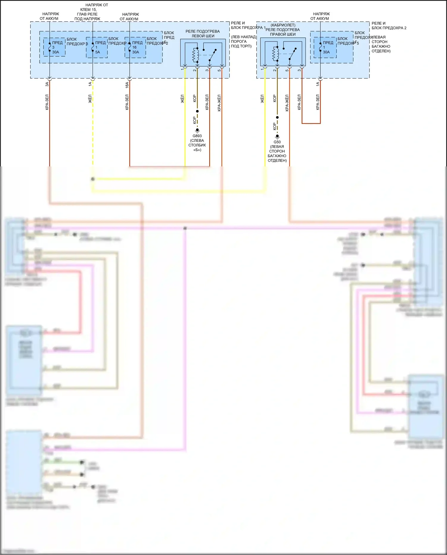 RS5 Audi F5 рестайлинг (2019-2024): Шейный утеплитель электросхема 