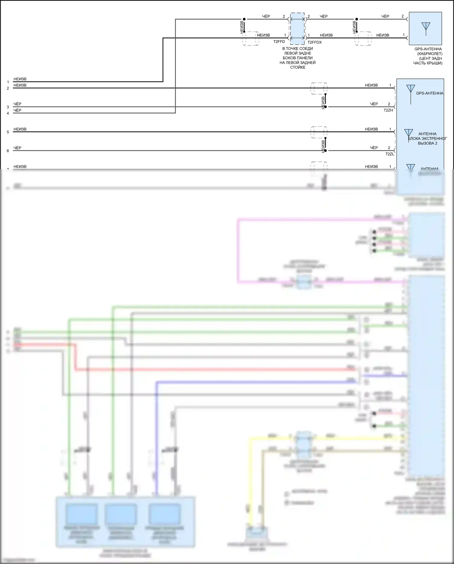 RS5 Audi F5 рестайлинг (2019-2024): Электросхема экстренного вызова (3 из 3) 