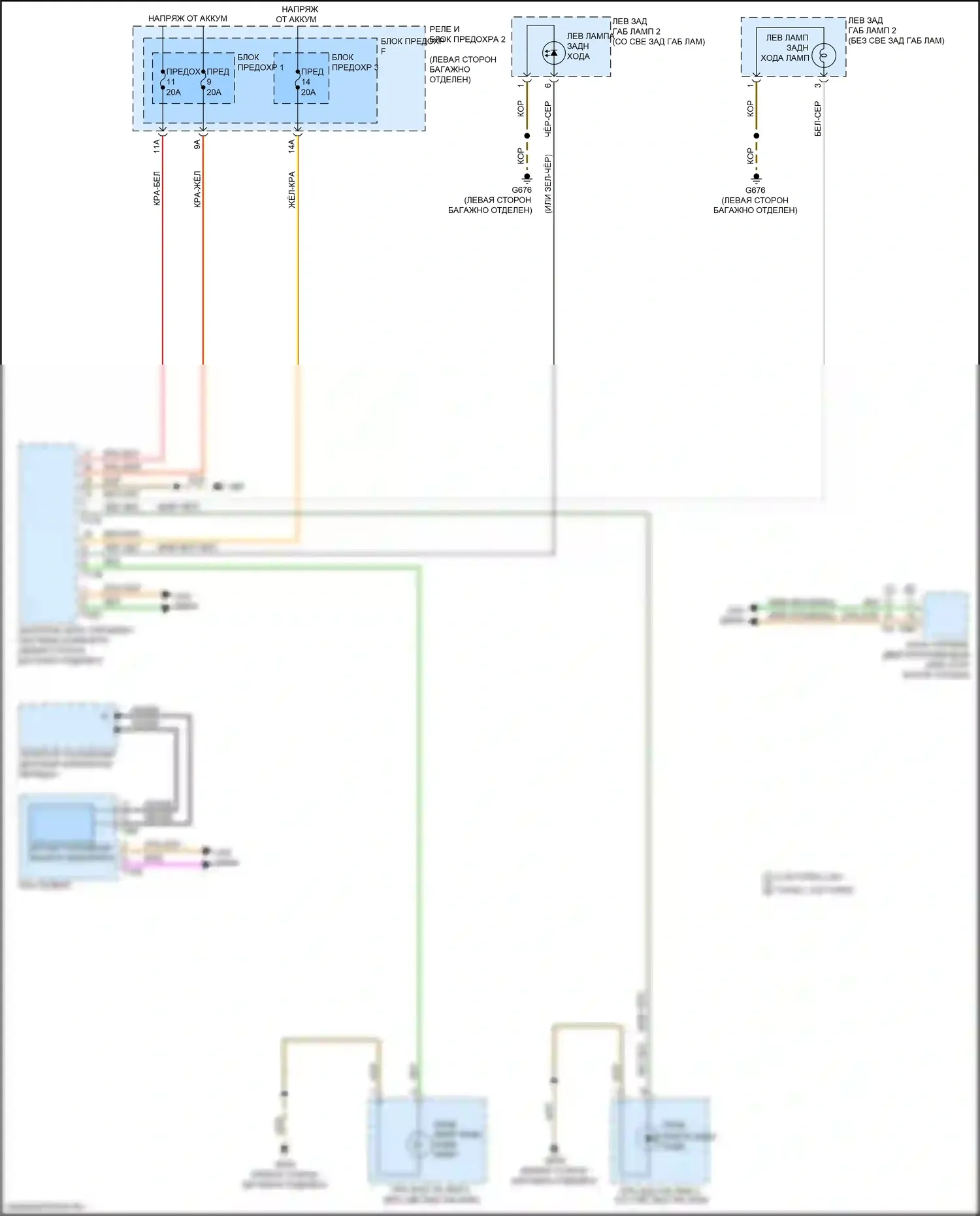 RS5 Audi F5 (2017-2019): Электросхема фонарей заднего хода 