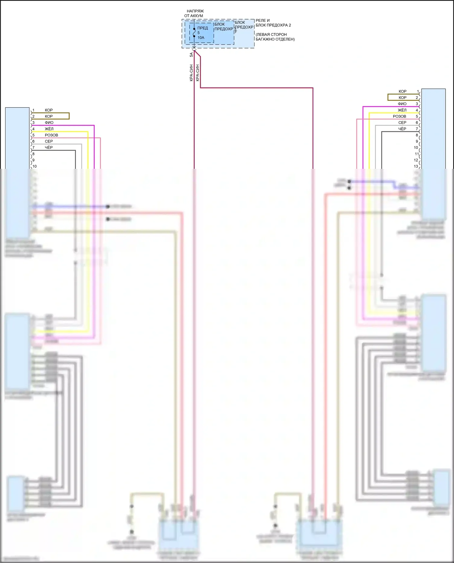 RS5 Audi F5 (2017-2019): Электросхема мультимедий заднего сиденья 