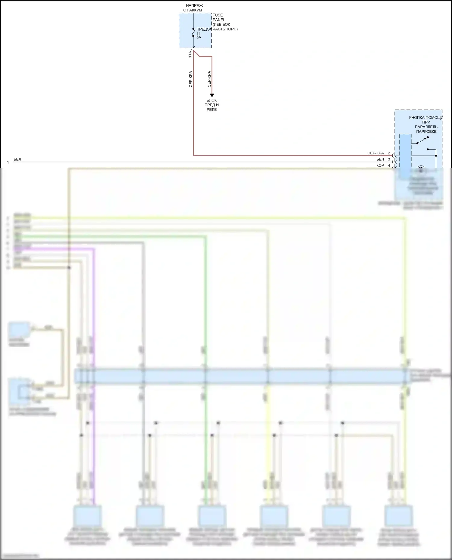 RS5 Audi F5 (2017-2019): Электросхема парктроника, с параллельной парковкой (2 из 2) 