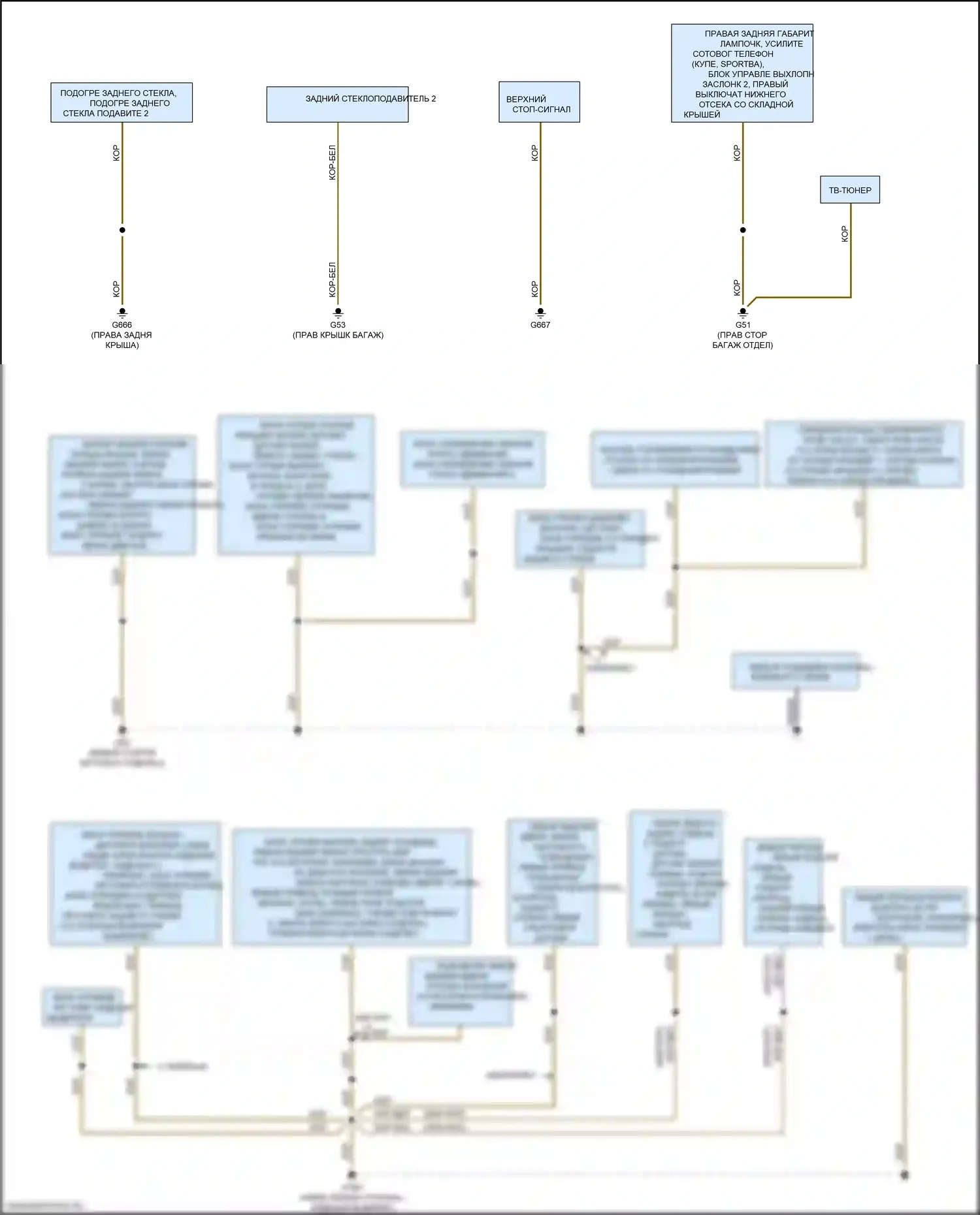 RS5 Audi F5 (2017-2019): Электросхема точек подключения масс (2 из 4) 