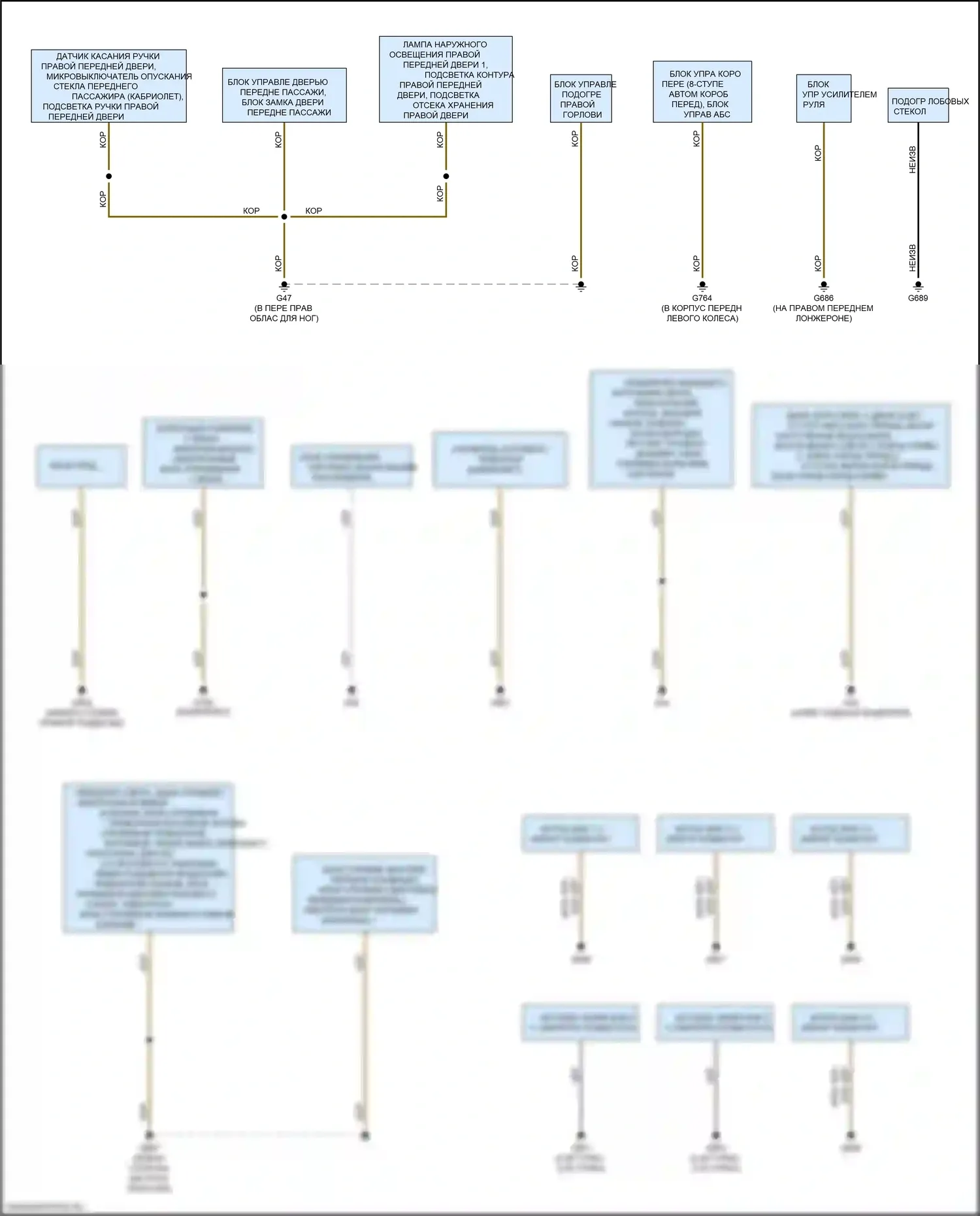 RS5 Audi F5 (2017-2019): Электросхема точек подключения масс (4 из 4) 