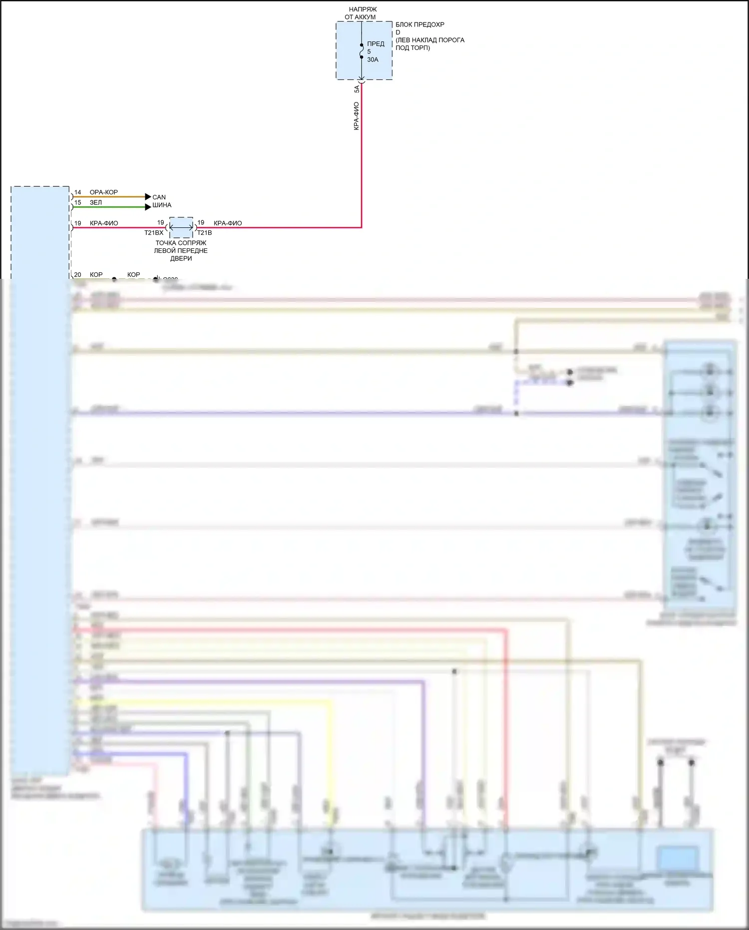 RS6 Audi C8 (2019-2024): Электросхема памяти зеркал (1 из 2) 