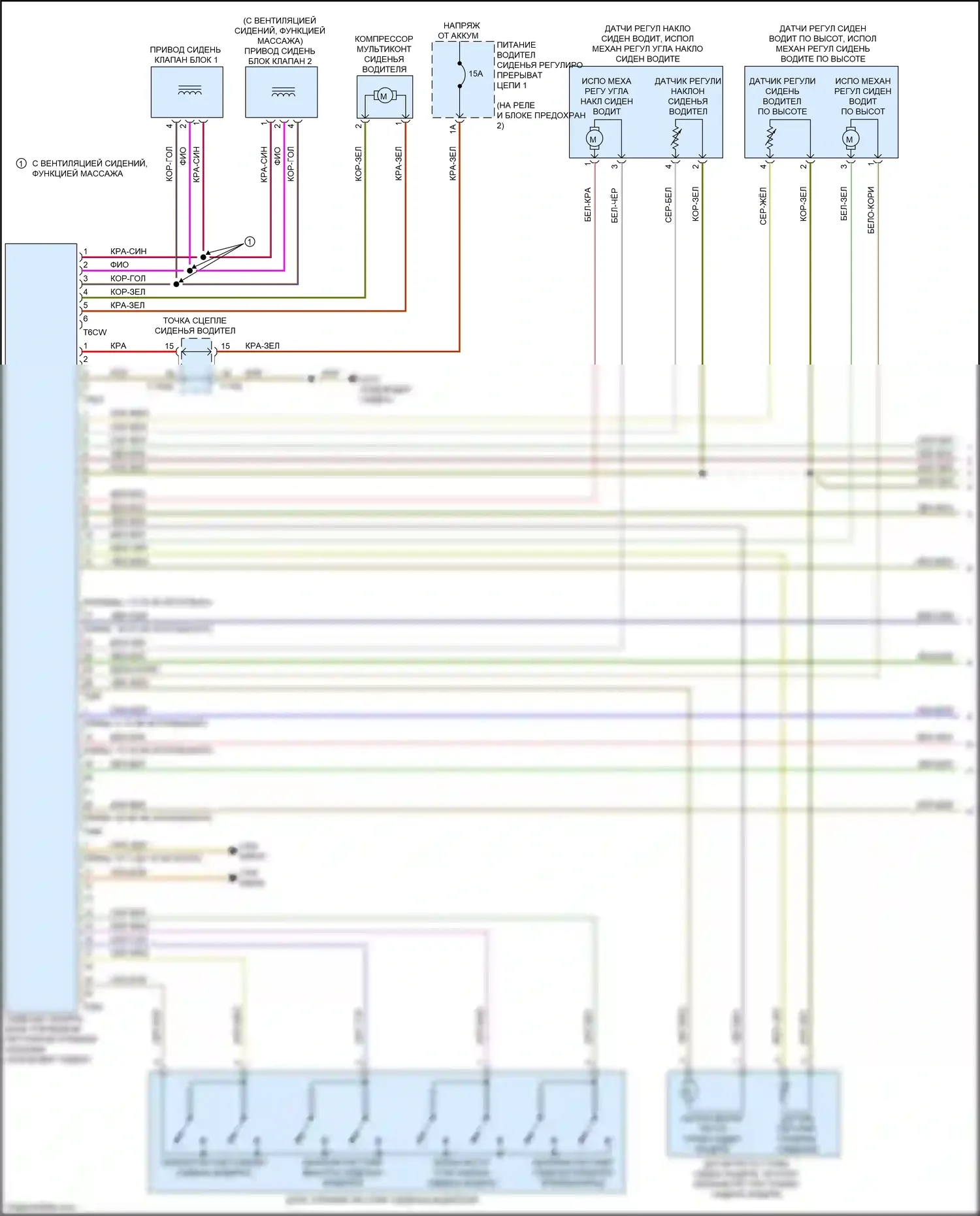 RS6 Audi C8 (2019-2024): Электросхема сиденья водителя с памятью, с комфортными сиденьями (1 из 2) 