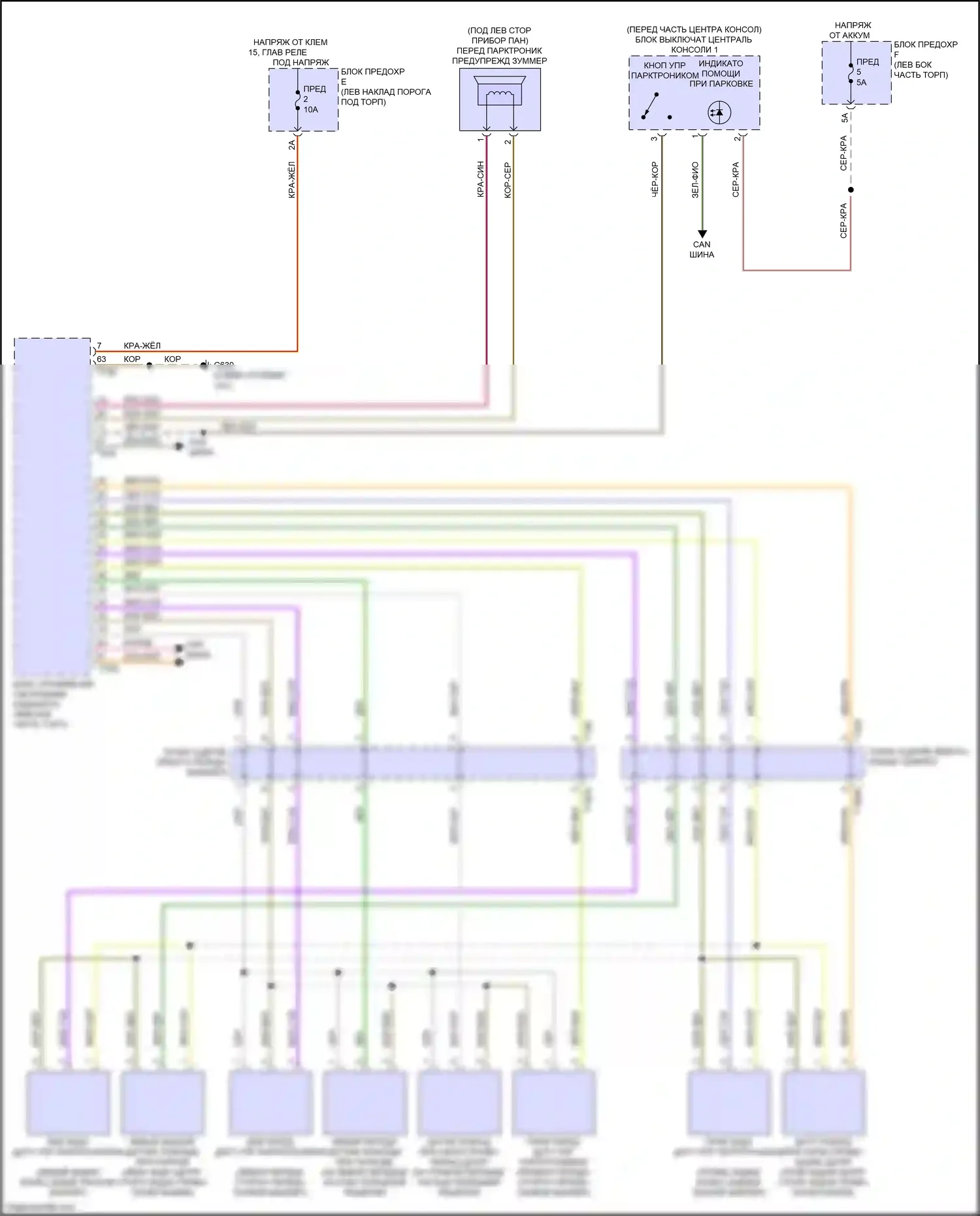 RS6 Audi C8 (2019-2024): Электросхема парктроника, без параллельной парковки 
