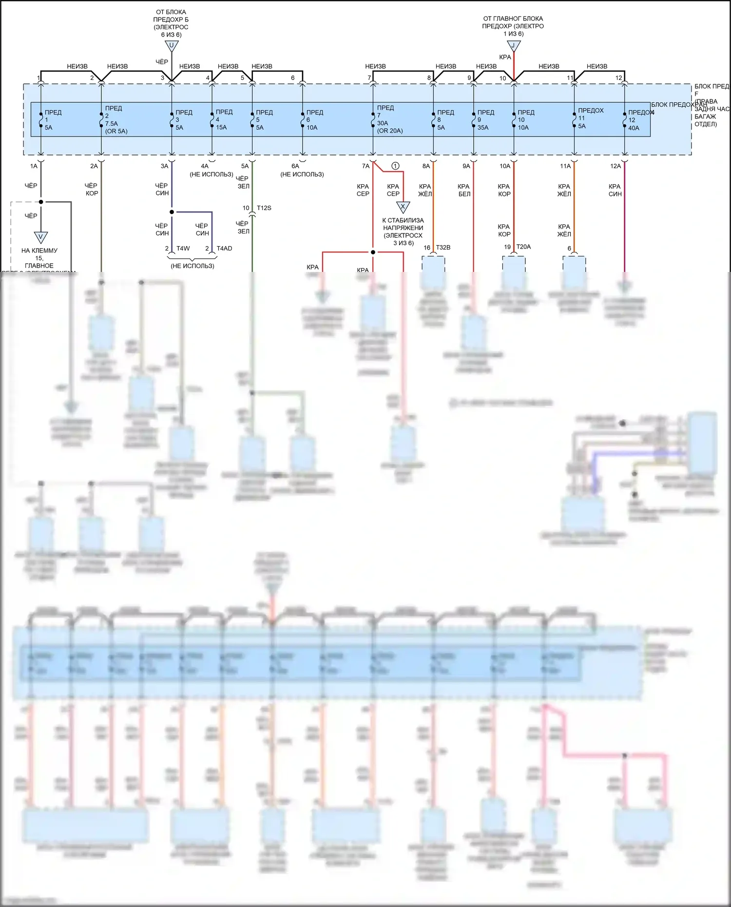 RS7 Audi I рестайлинг (2014-2018): Электросхема блока предохранителей реле (4 из 6) 