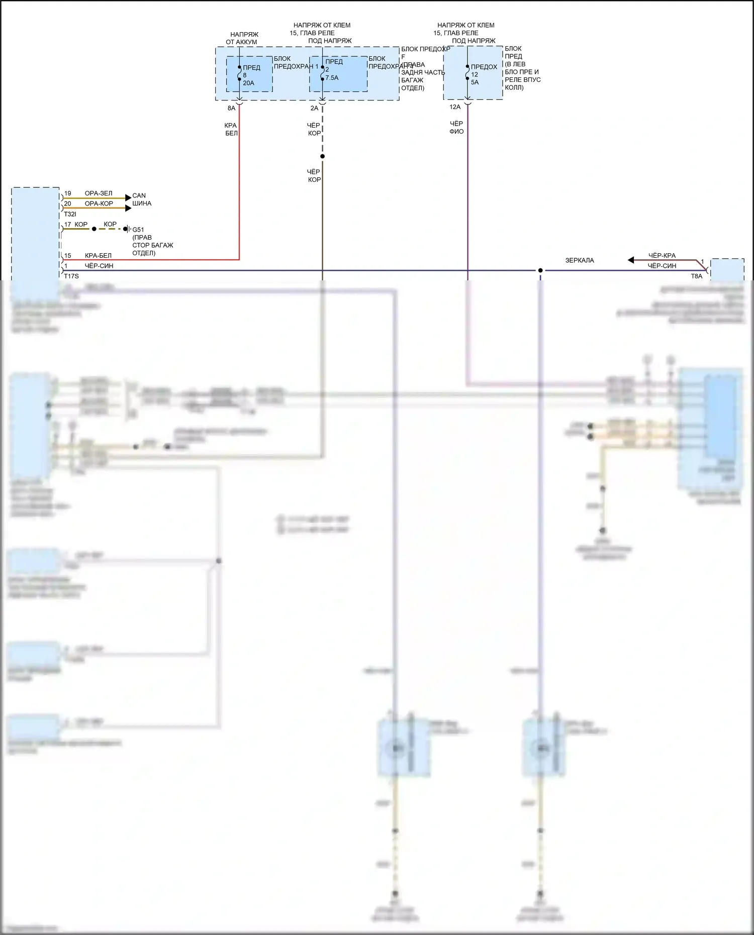 RS7 Audi I рестайлинг (2014-2018): Электросхема фонарей заднего хода 