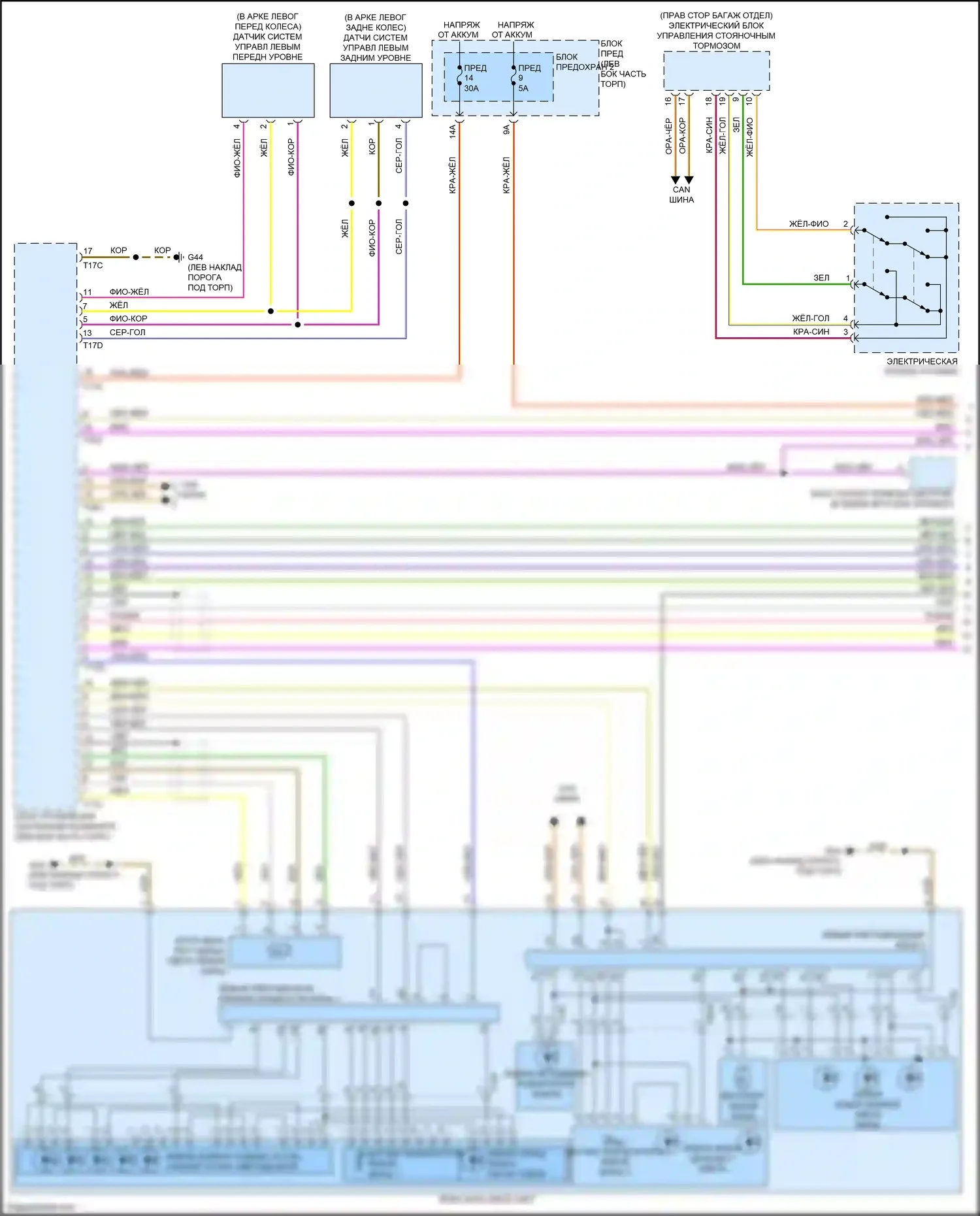 RS7 Audi I рестайлинг (2014-2018): Электросхема фар, с ксеноном (1 из 3) 