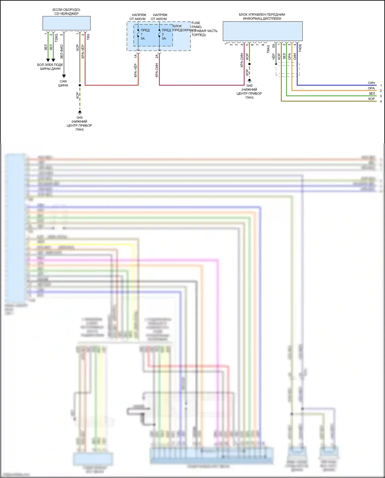 RS7 Audi I рестайлинг (2014-2018): Электросхема магнитолы, базовая без навигации (1 из 3) 