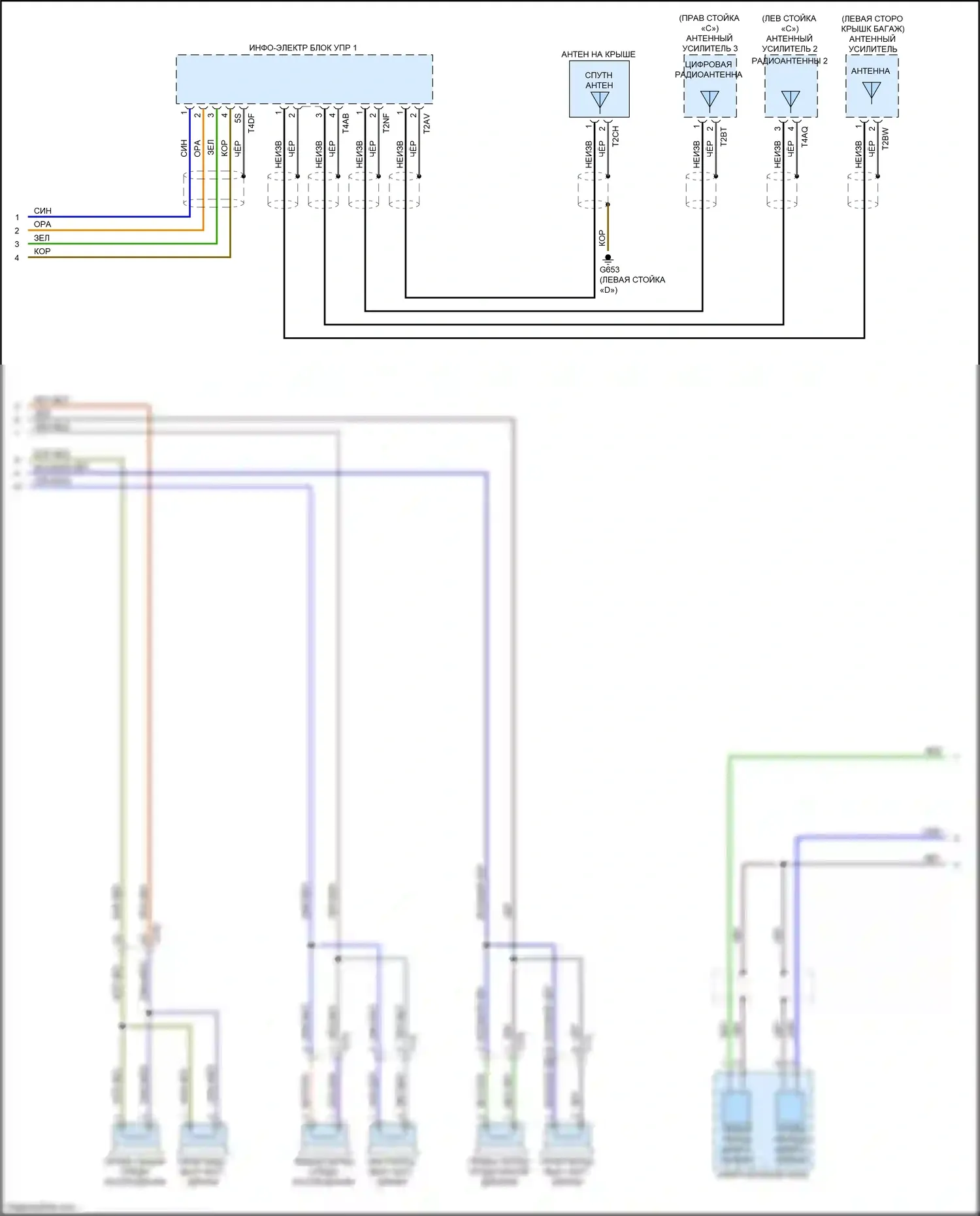 RS7 Audi I рестайлинг (2014-2018): Электросхема магнитолы, базовая без навигации (2 из 3) 