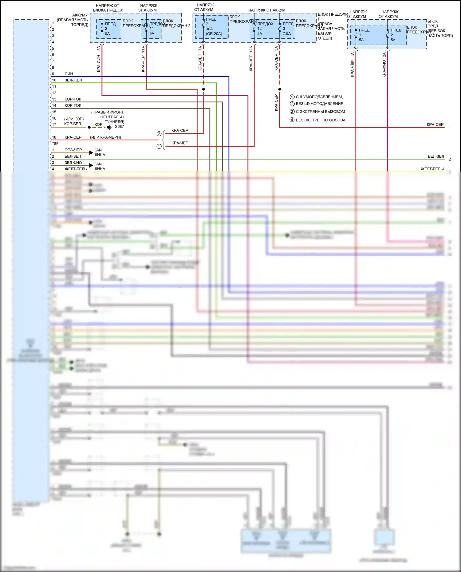 RS7 Audi I рестайлинг (2014-2018): Электросхема магнитолы, базовая с навигацией (1 из 3) 