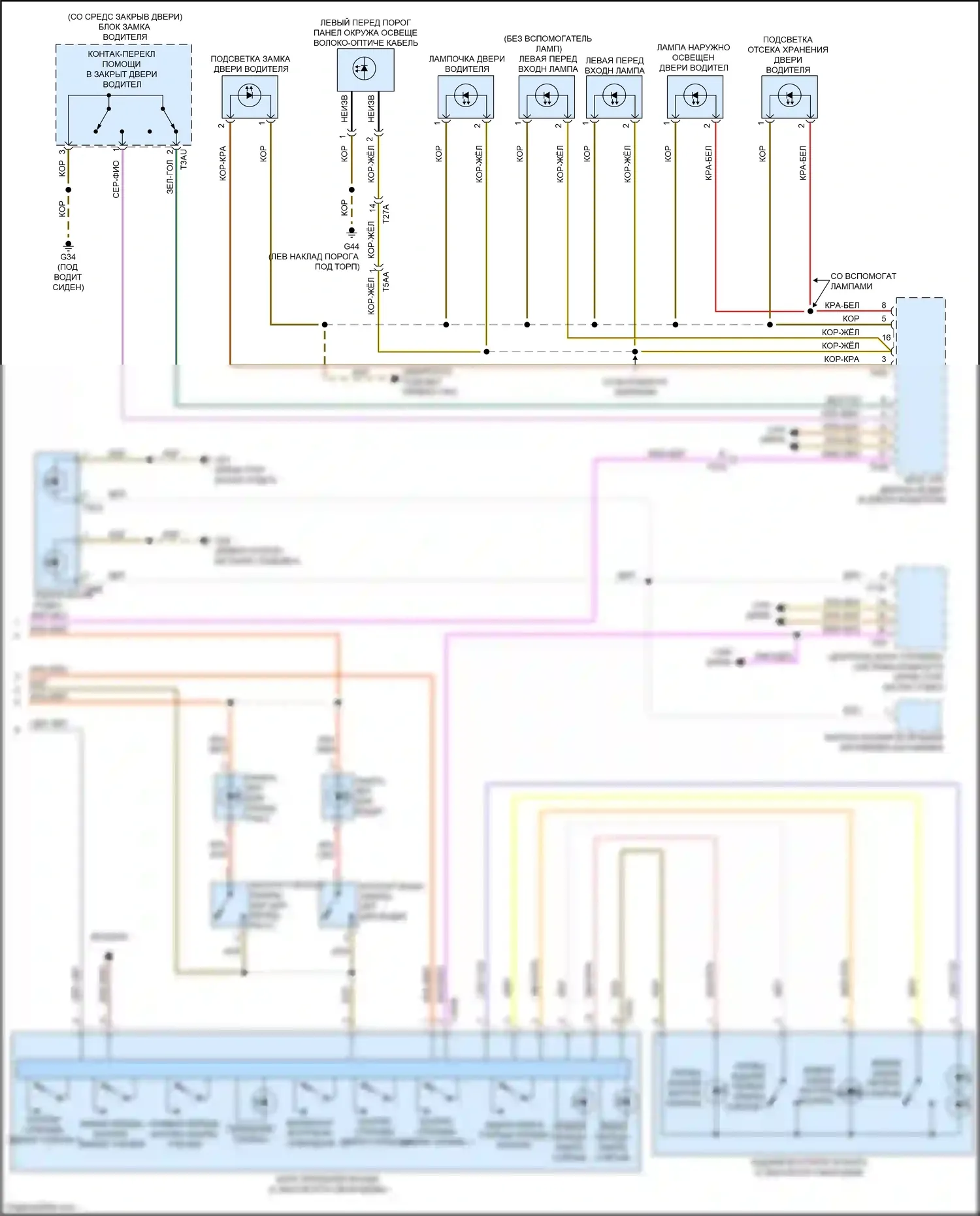 RS7 Audi I рестайлинг (2014-2018): Электросхема освещения салона (3 из 3) 