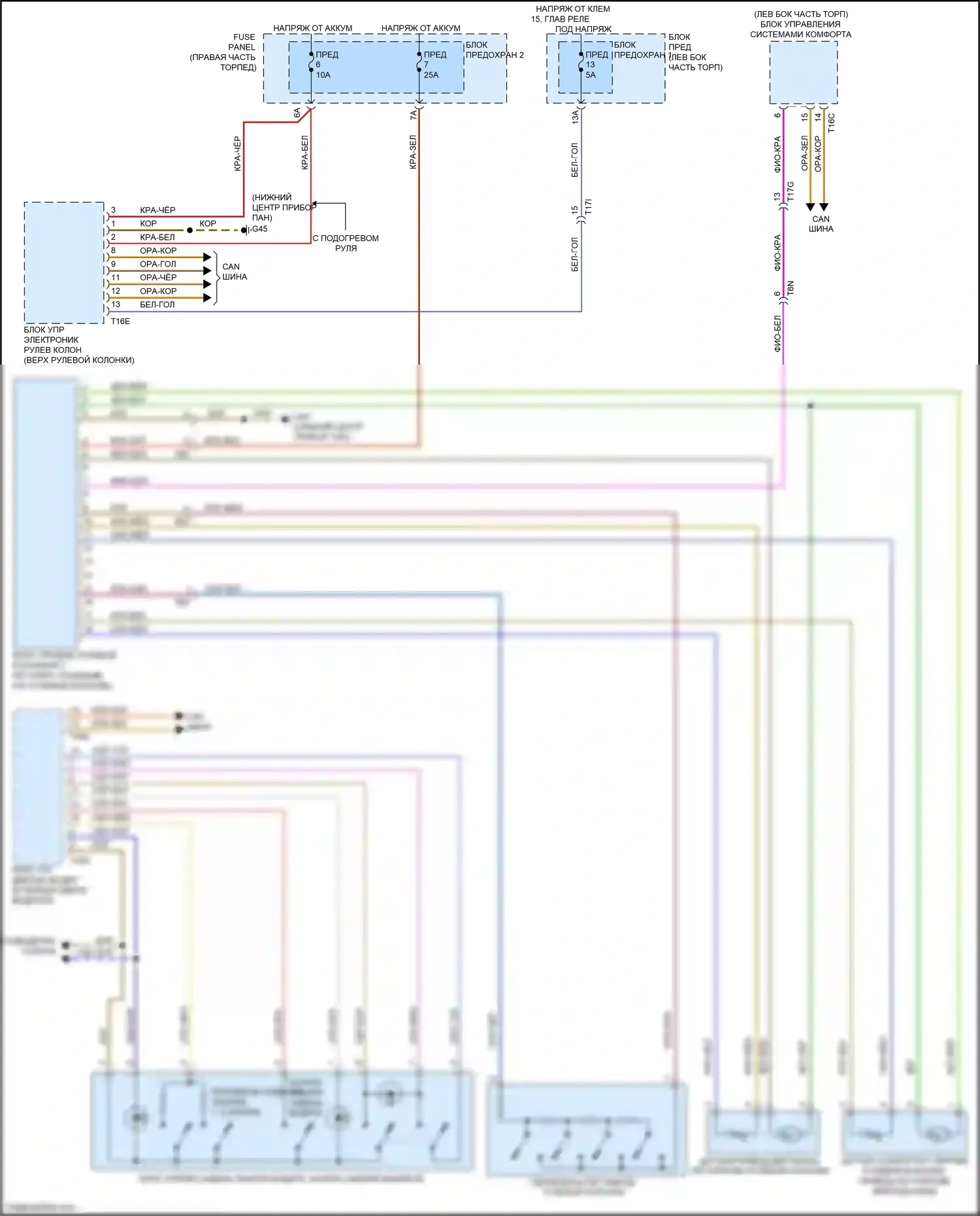 RS7 Audi I рестайлинг (2014-2018): Электросхема памяти рулевой колонки 