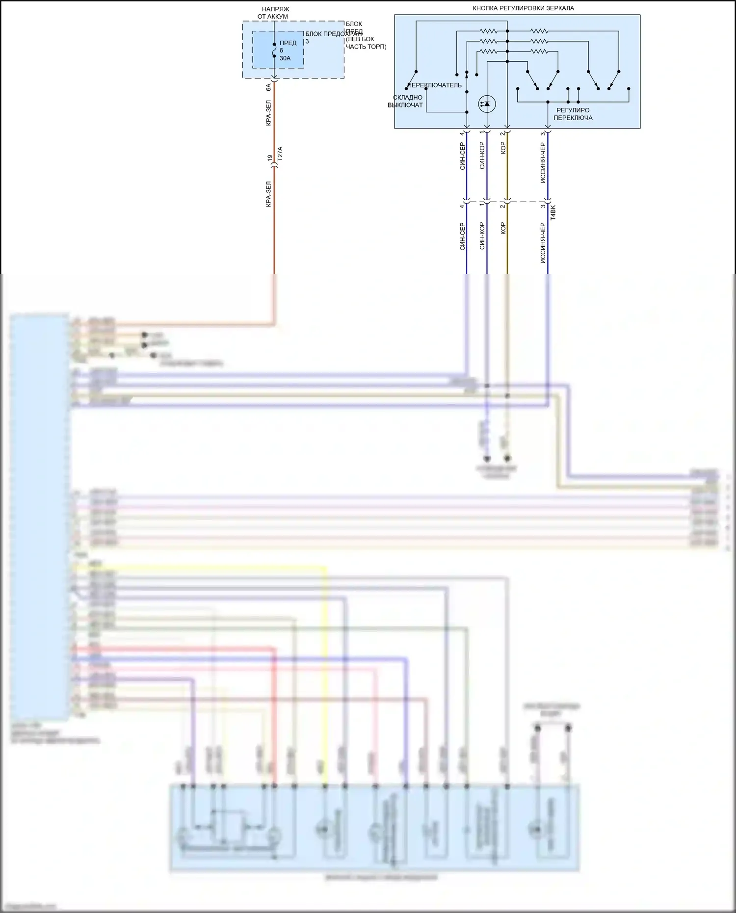 RS7 Audi I рестайлинг (2014-2018): Электросхема памяти зеркал (1 из 2) 