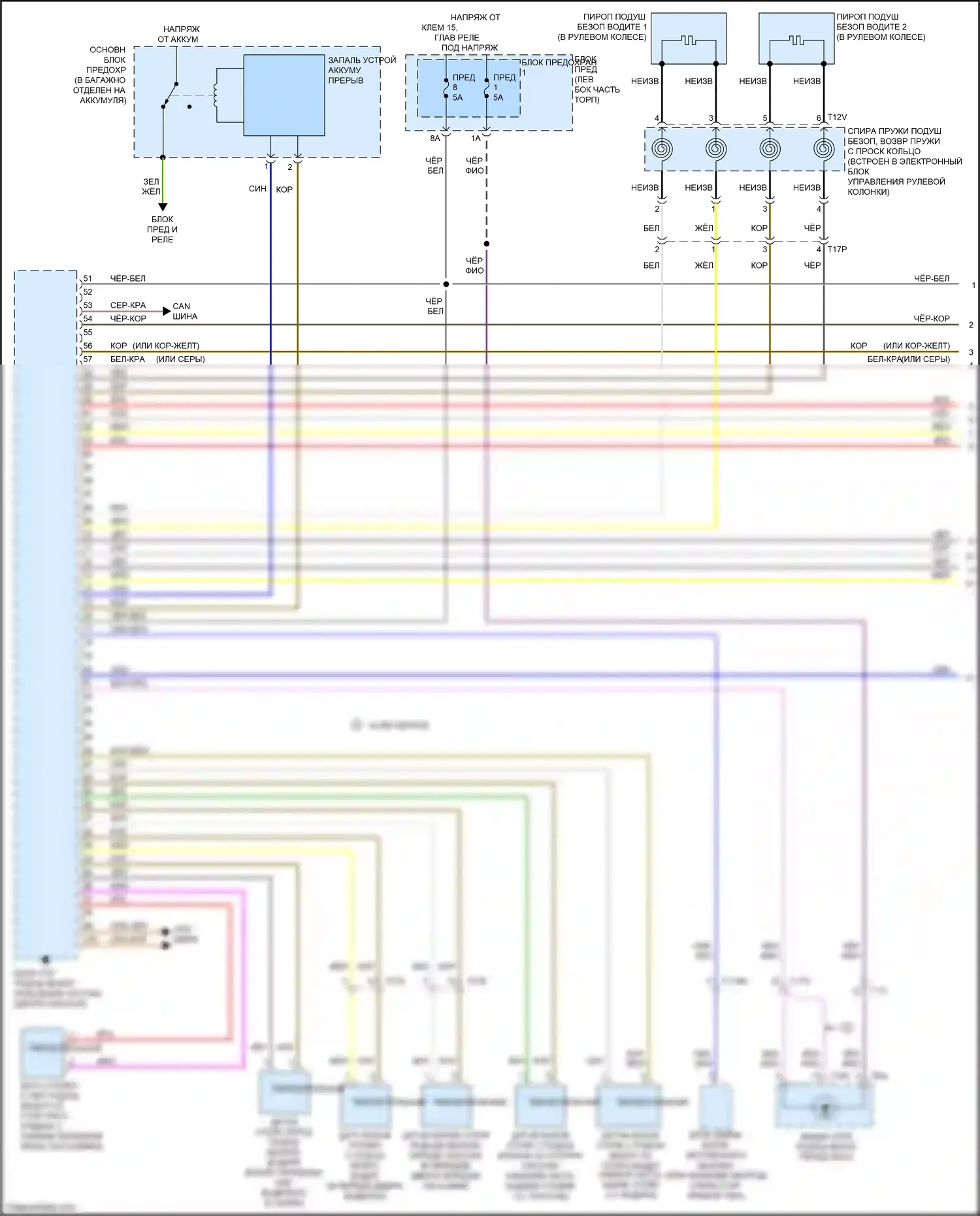 RS7 Audi I рестайлинг (2014-2018): Электросхема подушек безопасности (1 из 3) 