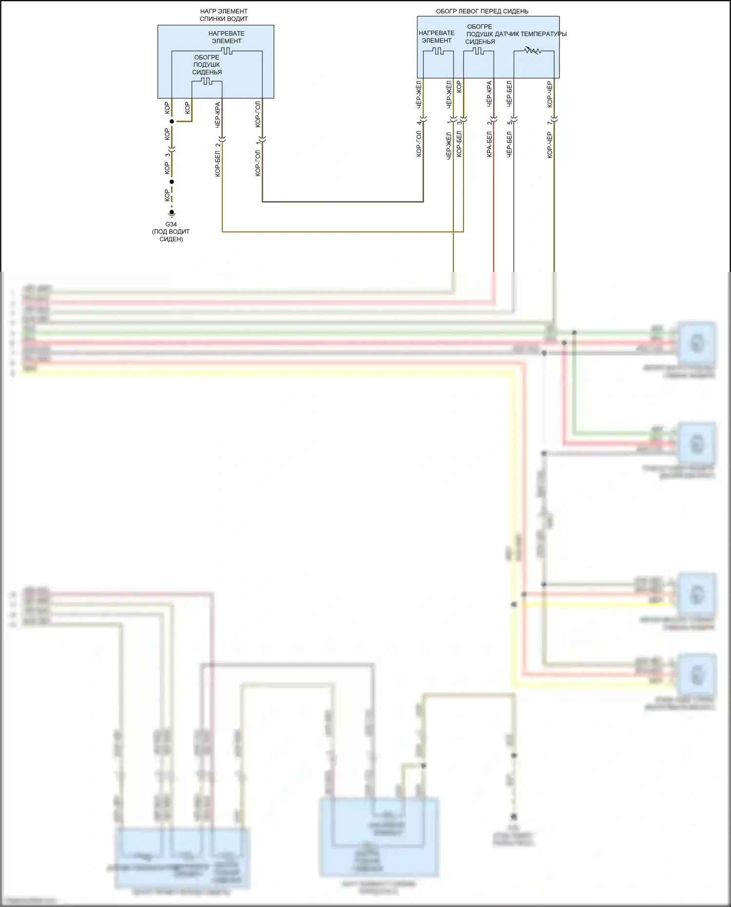 RS7 Audi I рестайлинг (2014-2018): Электросхема обогреваемых сидений, с креслами с памятью, без комфортного сиденья (2 из 2) 