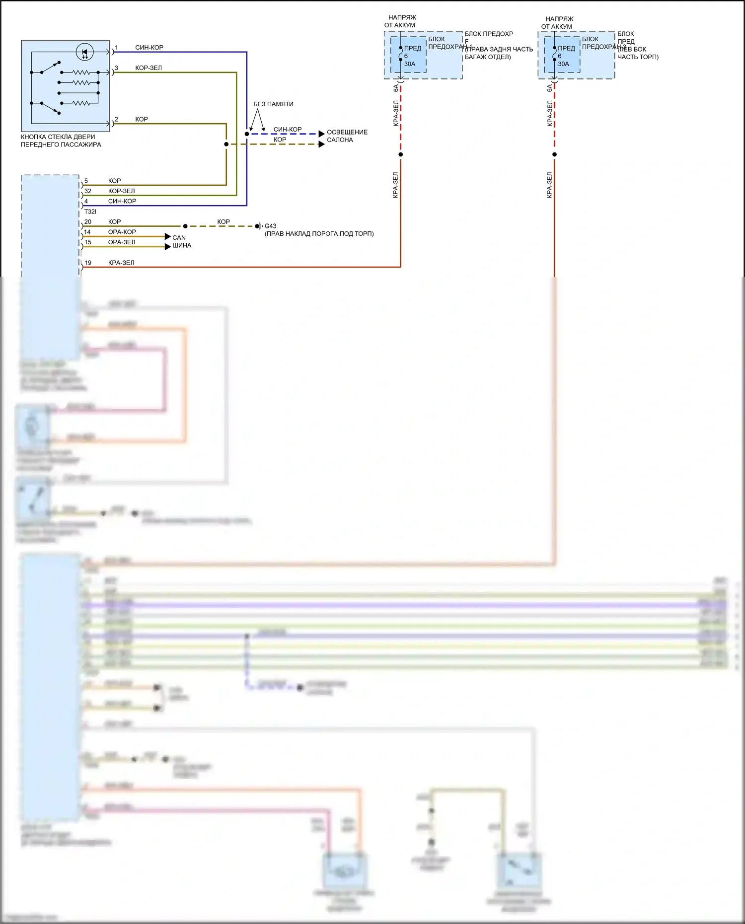 RS7 Audi I рестайлинг (2014-2018): Электросхема стеклоподъемников (1 из 2) 