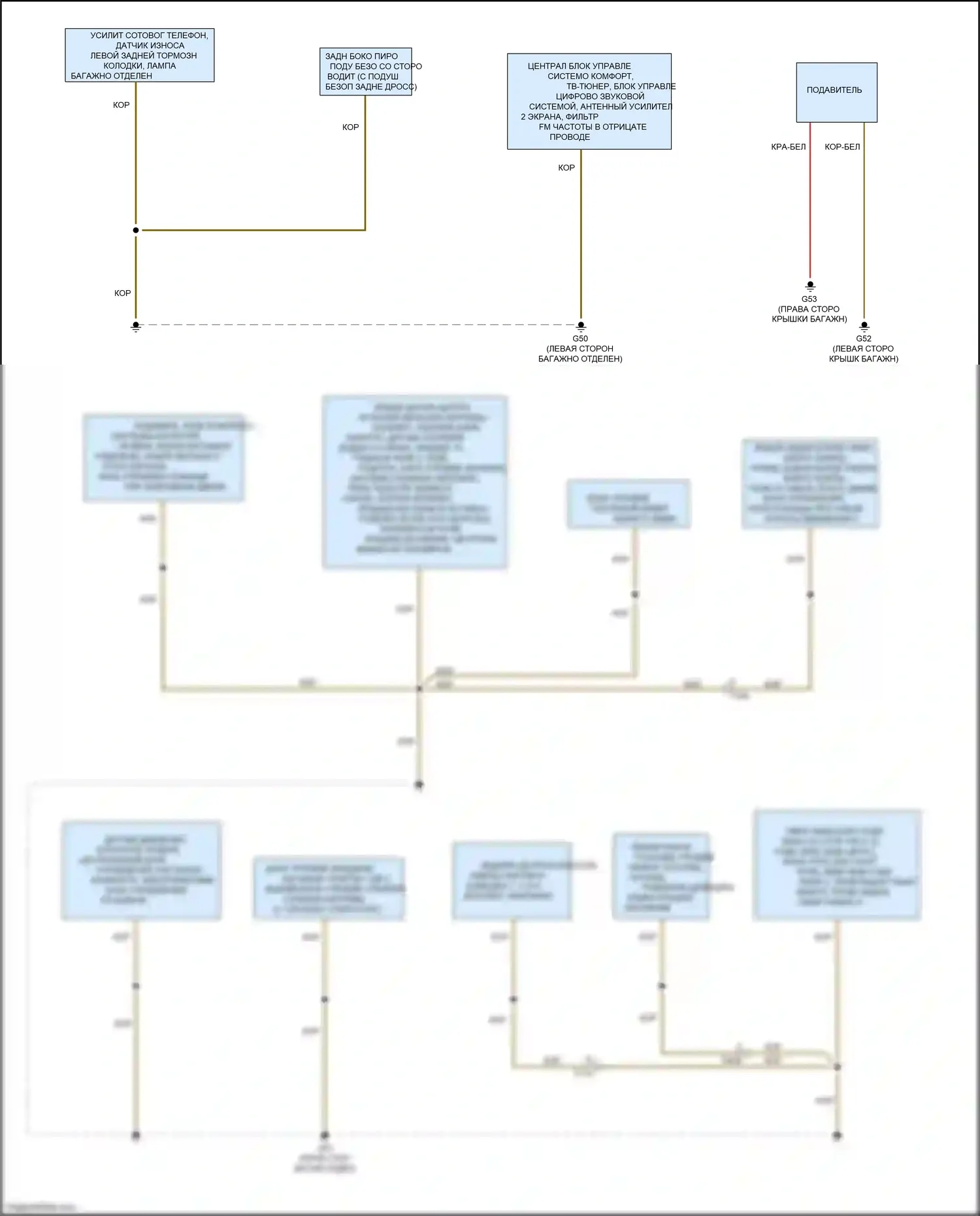 RS7 Audi I рестайлинг (2014-2018): Электросхема точек подключения масс (3 из 5) 