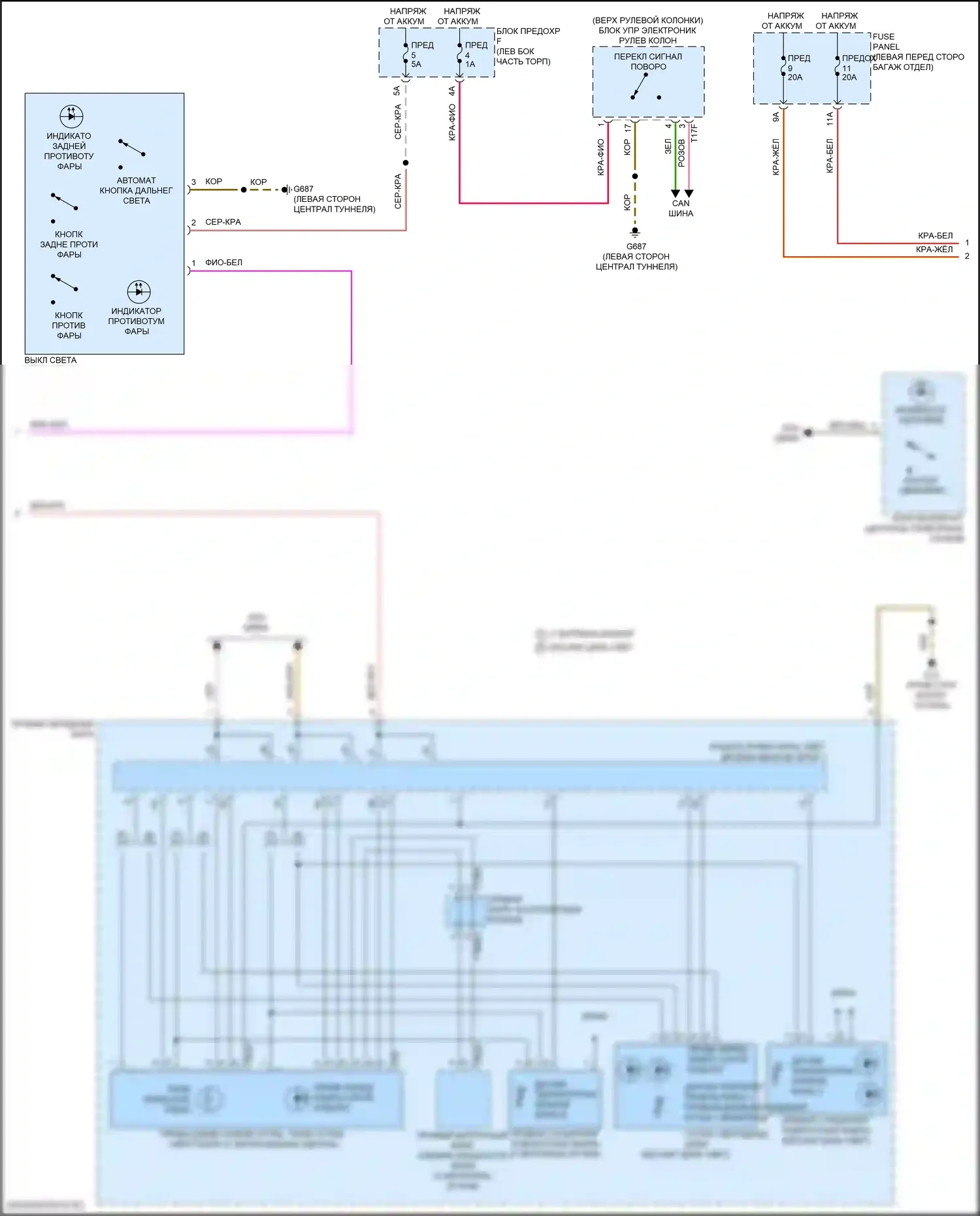 RS7 Audi II (2019-2024): Электросхема фар и фонарей (2 из 3) 