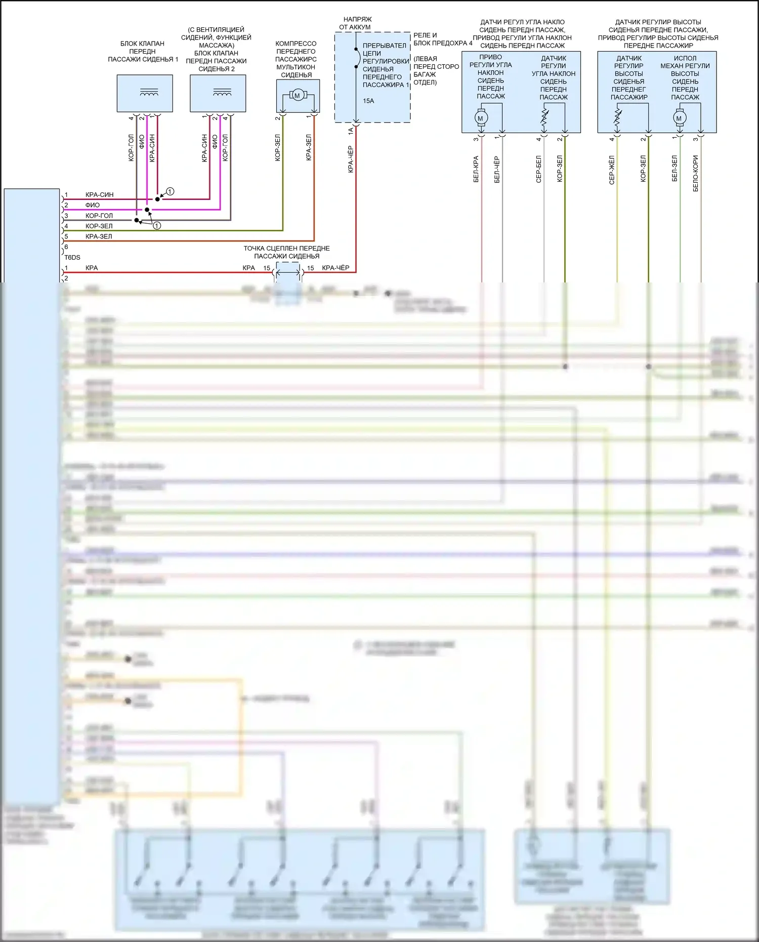 RS7 Audi II (2019-2024): Электросхема сиденья памяти пассажира (1 из 2) 