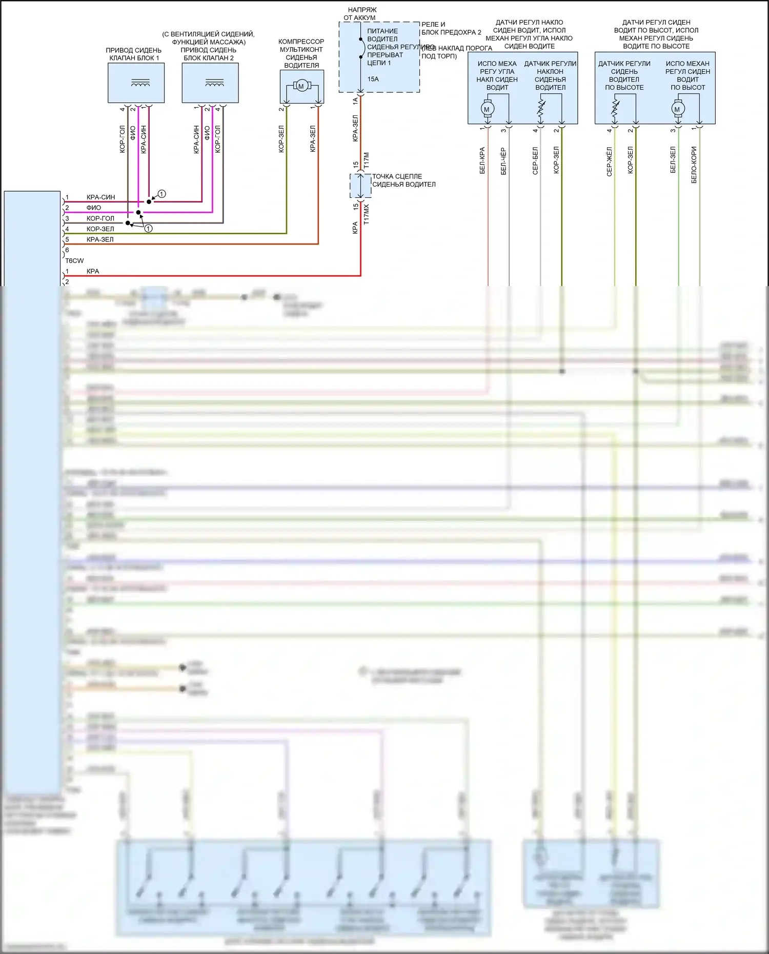 RS7 Audi II (2019-2024): Электросхема сиденья водителя с памятью, с комфортными сиденьями (1 из 2) 