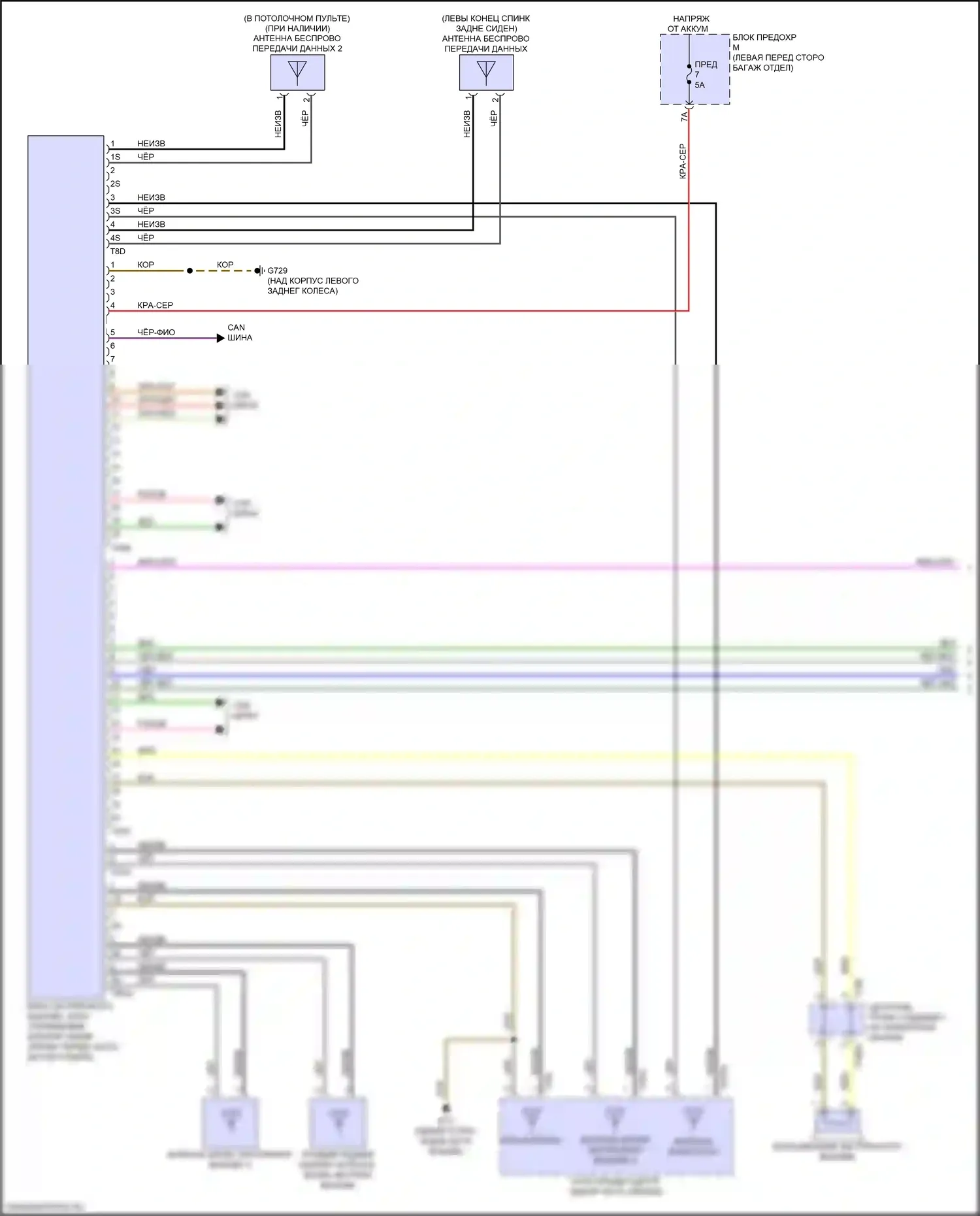 RS7 Audi II (2019-2024): Электросхема экстренного вызова с функцией «подключение плюс» (1 из 2) 