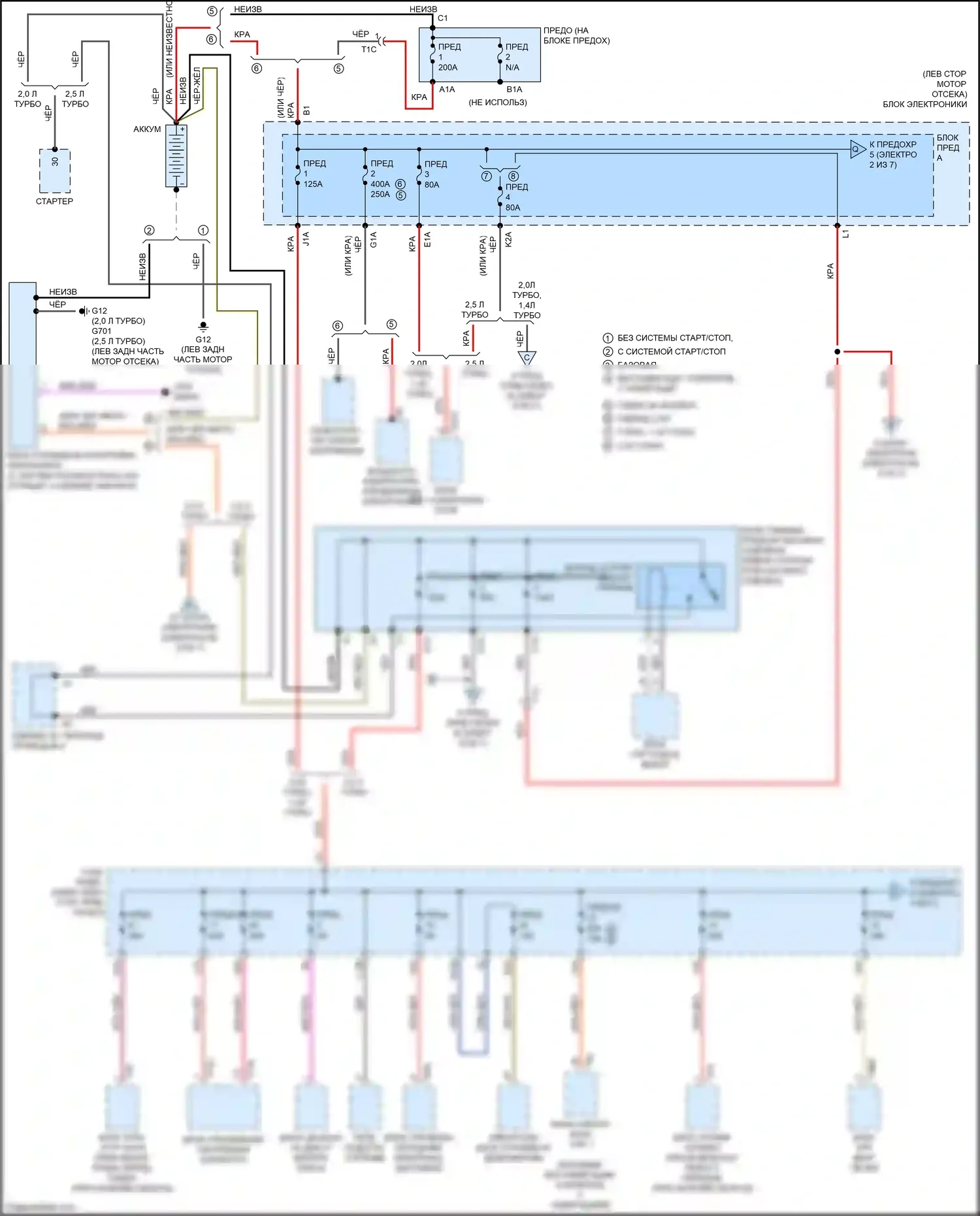 S3 Audi 8V рестайлинг (2016-2020): Электросхема блока предохранителей реле (1 из 7) 