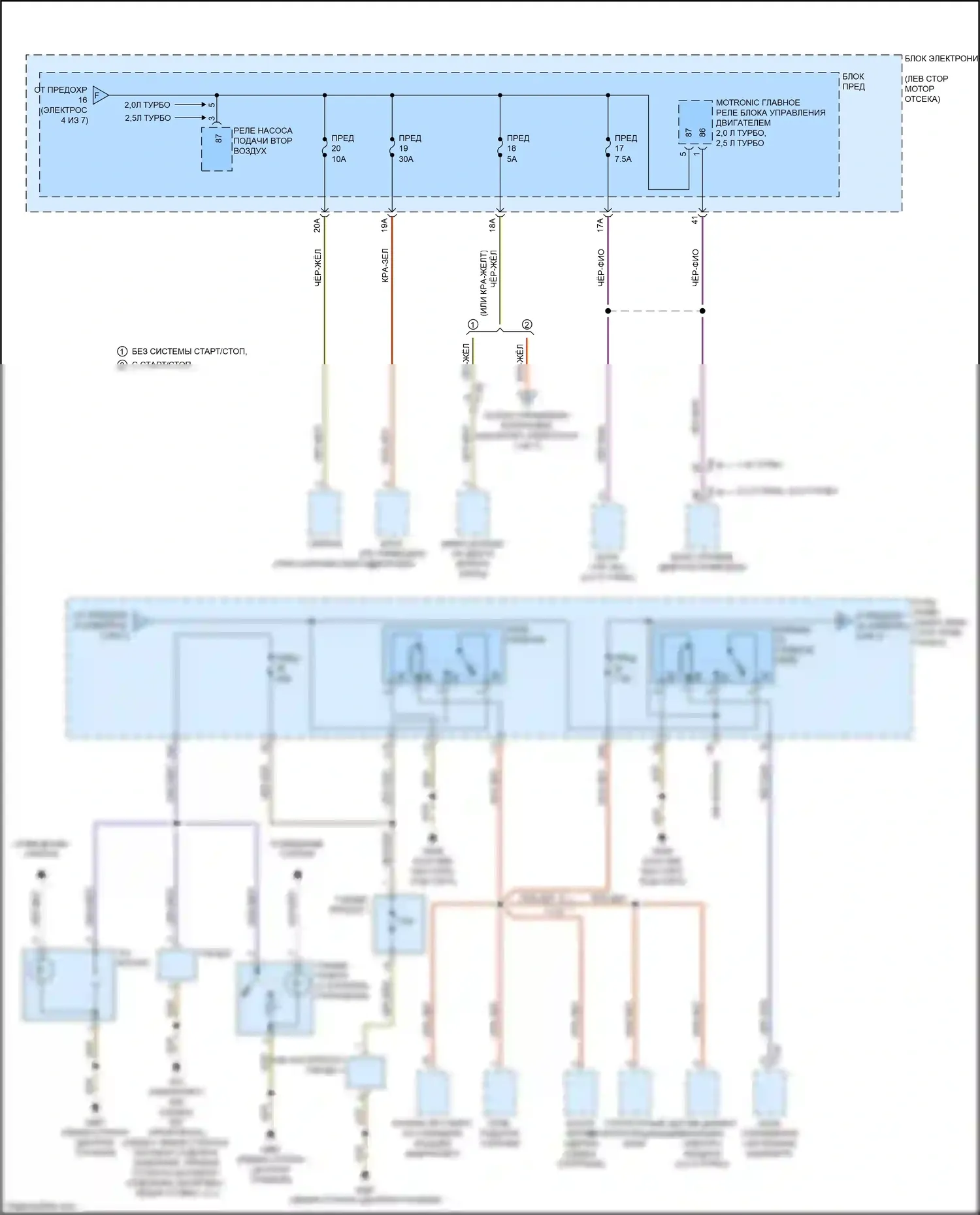 S3 Audi 8V рестайлинг (2016-2020): Электросхема блока предохранителей реле (5 из 7) 