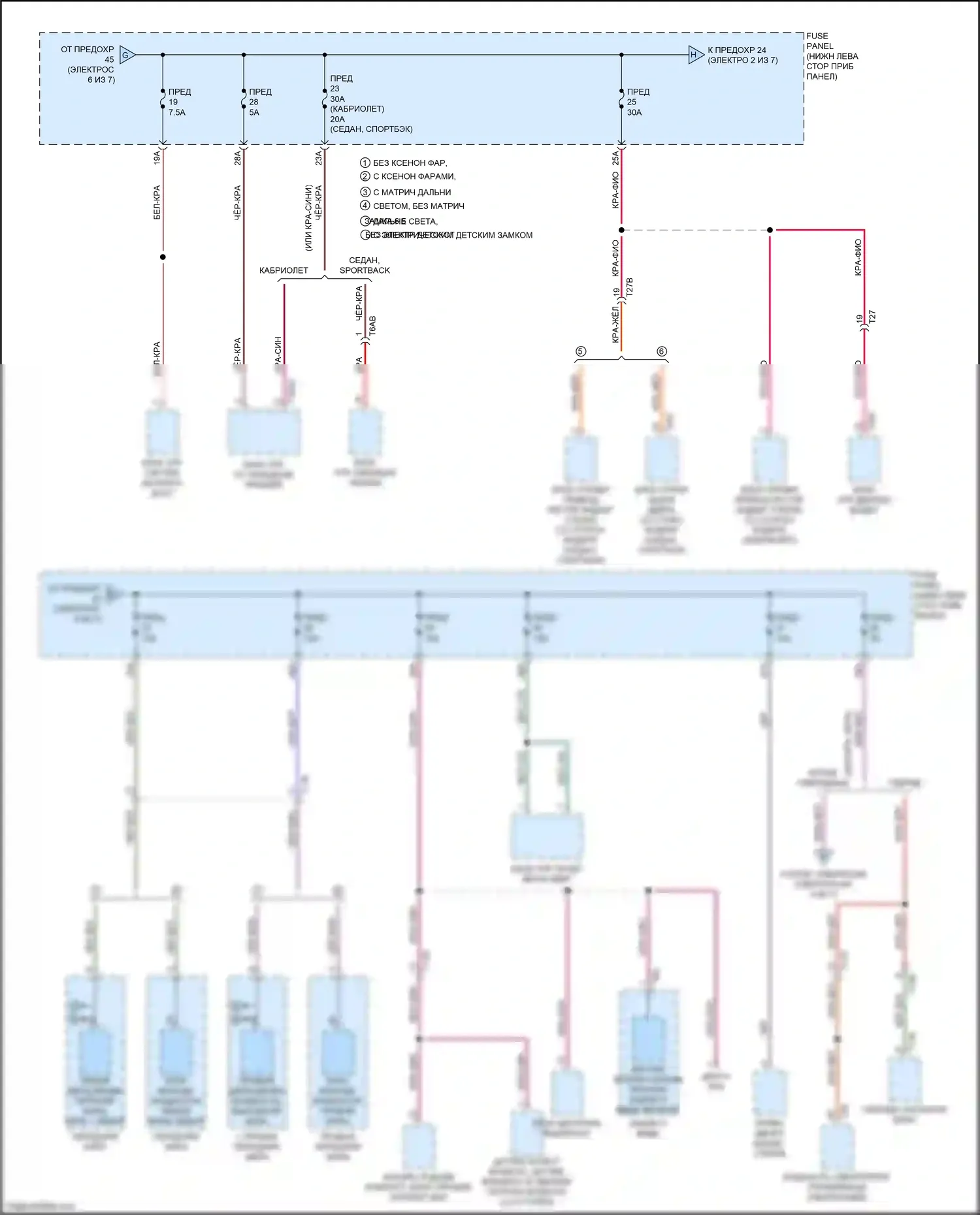 S3 Audi 8V рестайлинг (2016-2020): Электросхема блока предохранителей реле (7 из 7) 