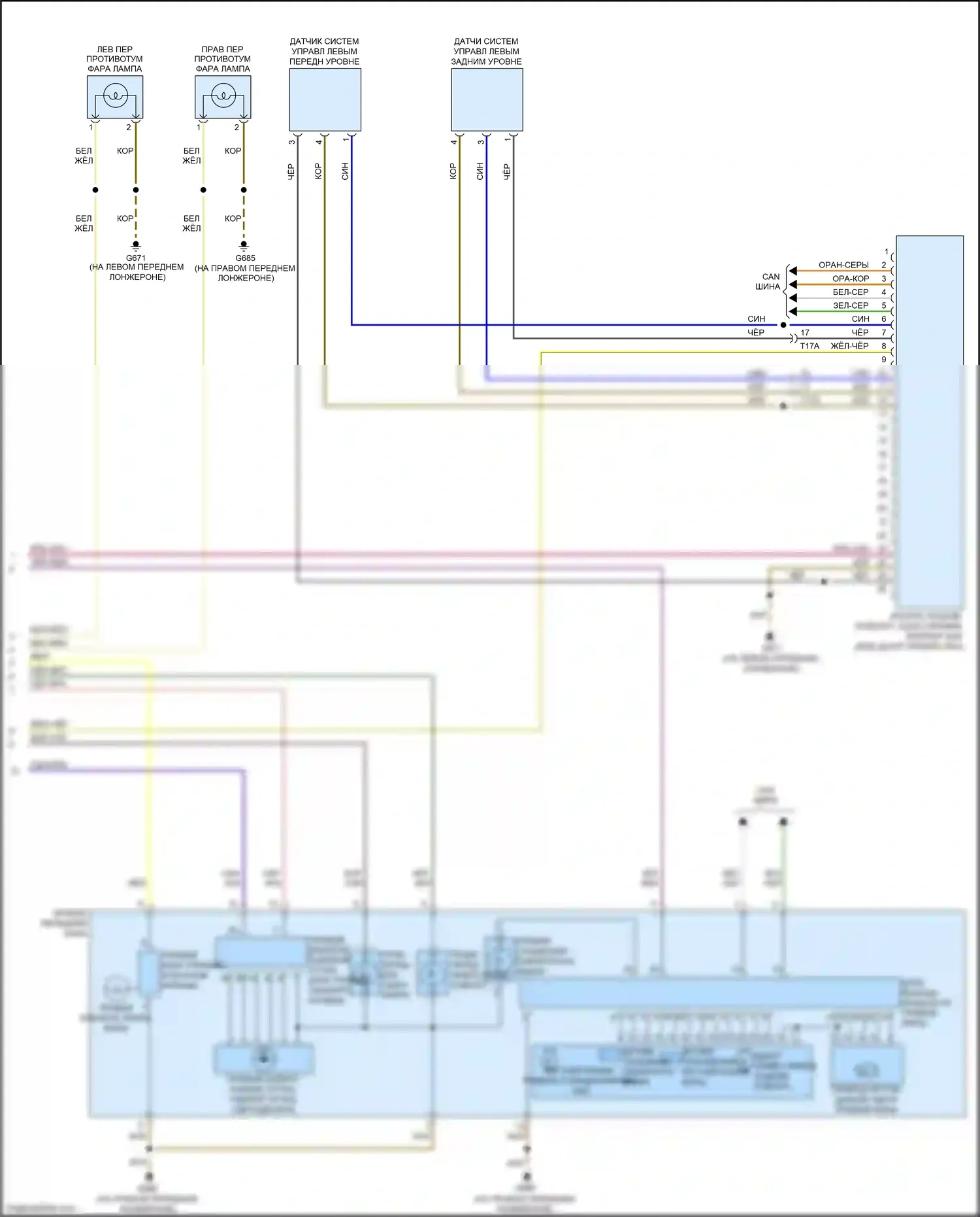 S3 Audi 8V рестайлинг (2016-2020): Электросхема фар, с ксеноновыми, биксеноновыми фарами и динамическим изгибающим светом (2 из 2) 