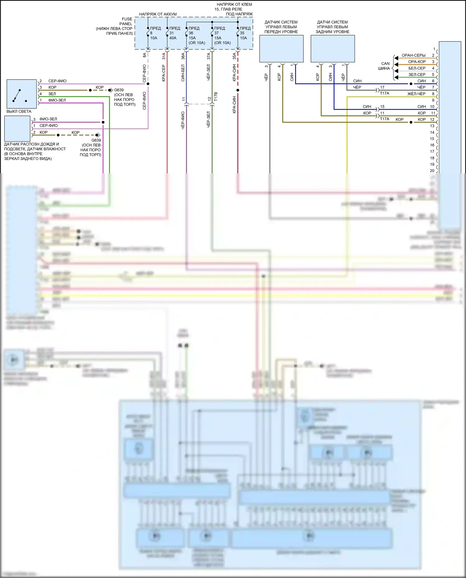 S3 Audi 8V рестайлинг (2016-2020): Электросхема фар, со светодиодом и матричным дальним светом (1 из 2) 
