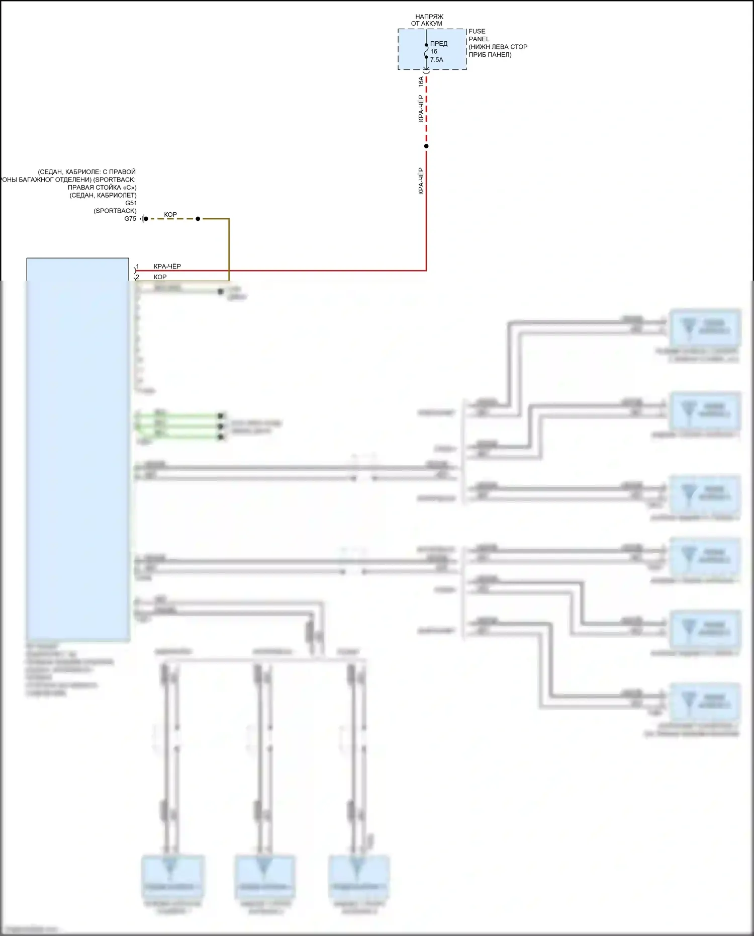 S3 Audi 8V рестайлинг (2016-2020): Электросхема тв-тюнера 