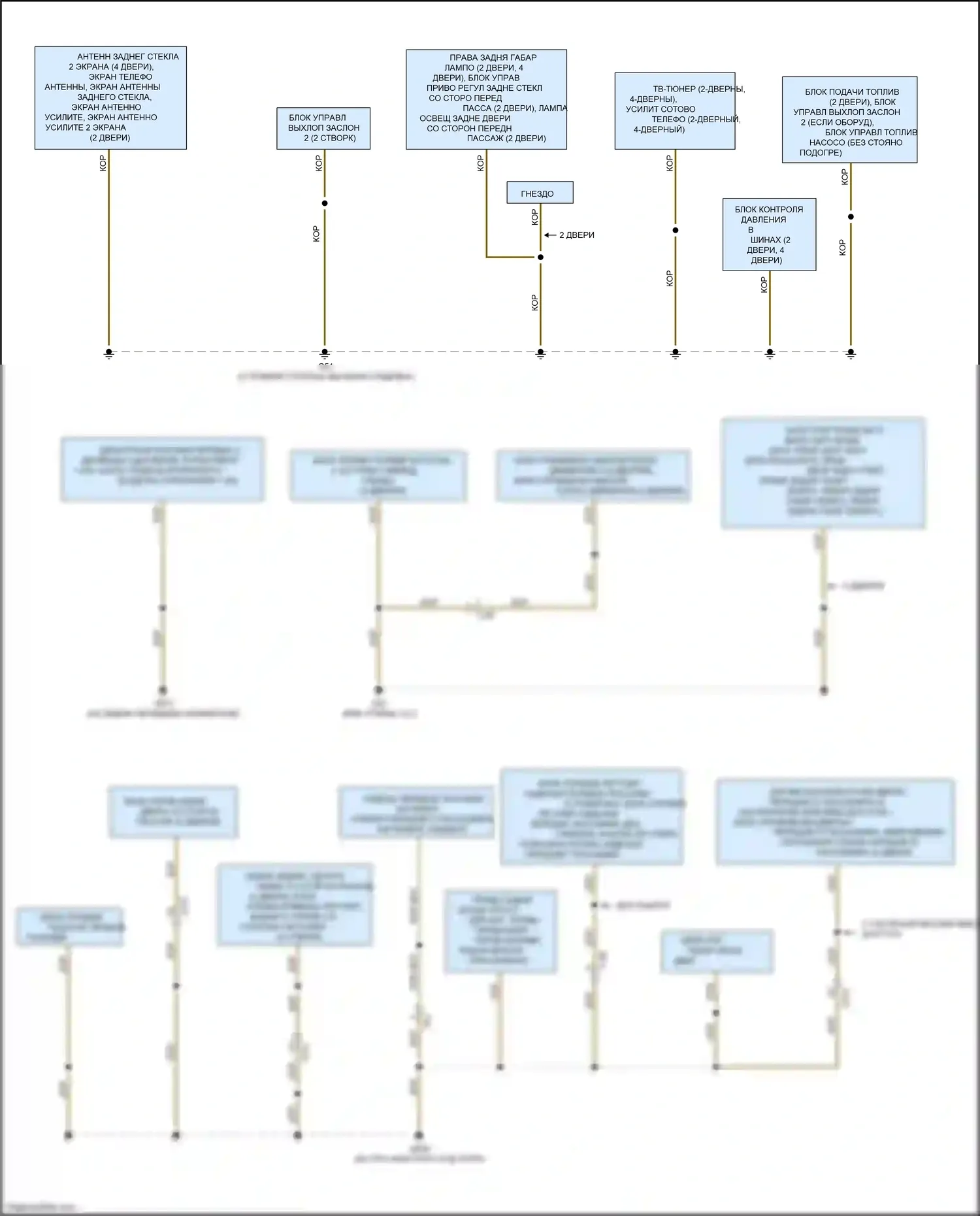 S3 Audi 8V рестайлинг (2016-2020): Электросхема точек подключения масс (4 из 4) 