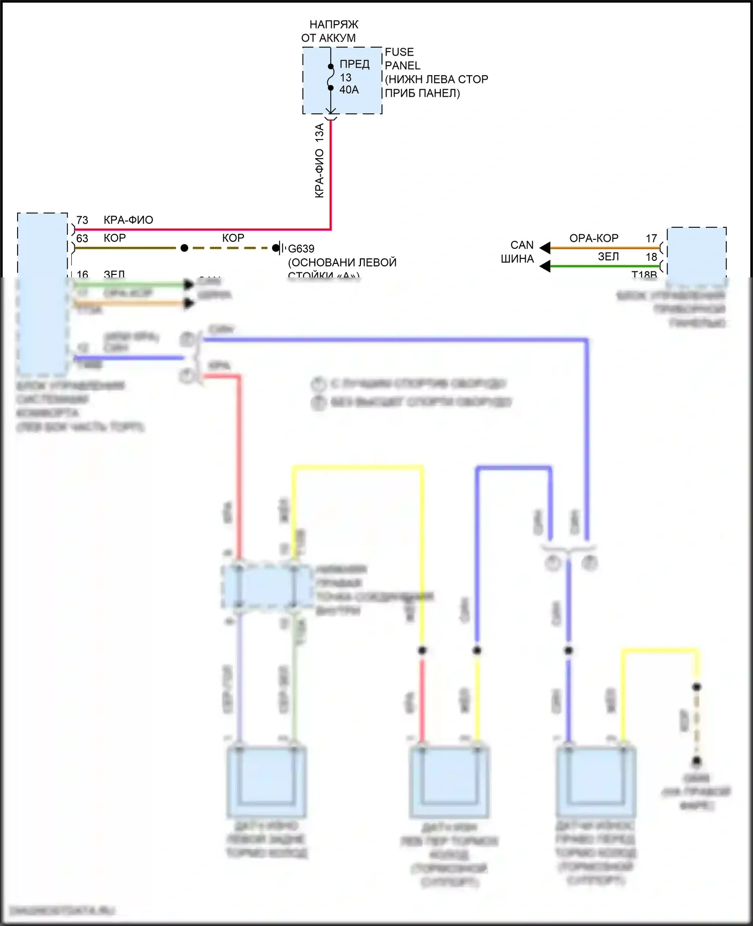 S3 Audi 8Y (2020-2024): Электросхема датчика износа тормозов 