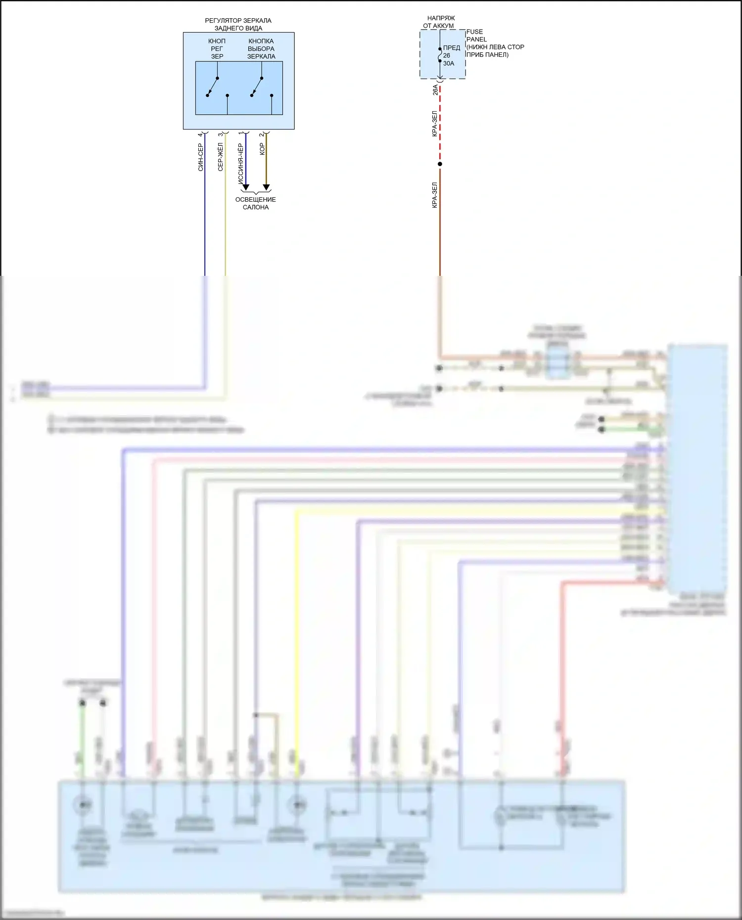 S3 Audi 8Y (2020-2024): Управление зеркалами заднего вида электросхема (2 из 2) 