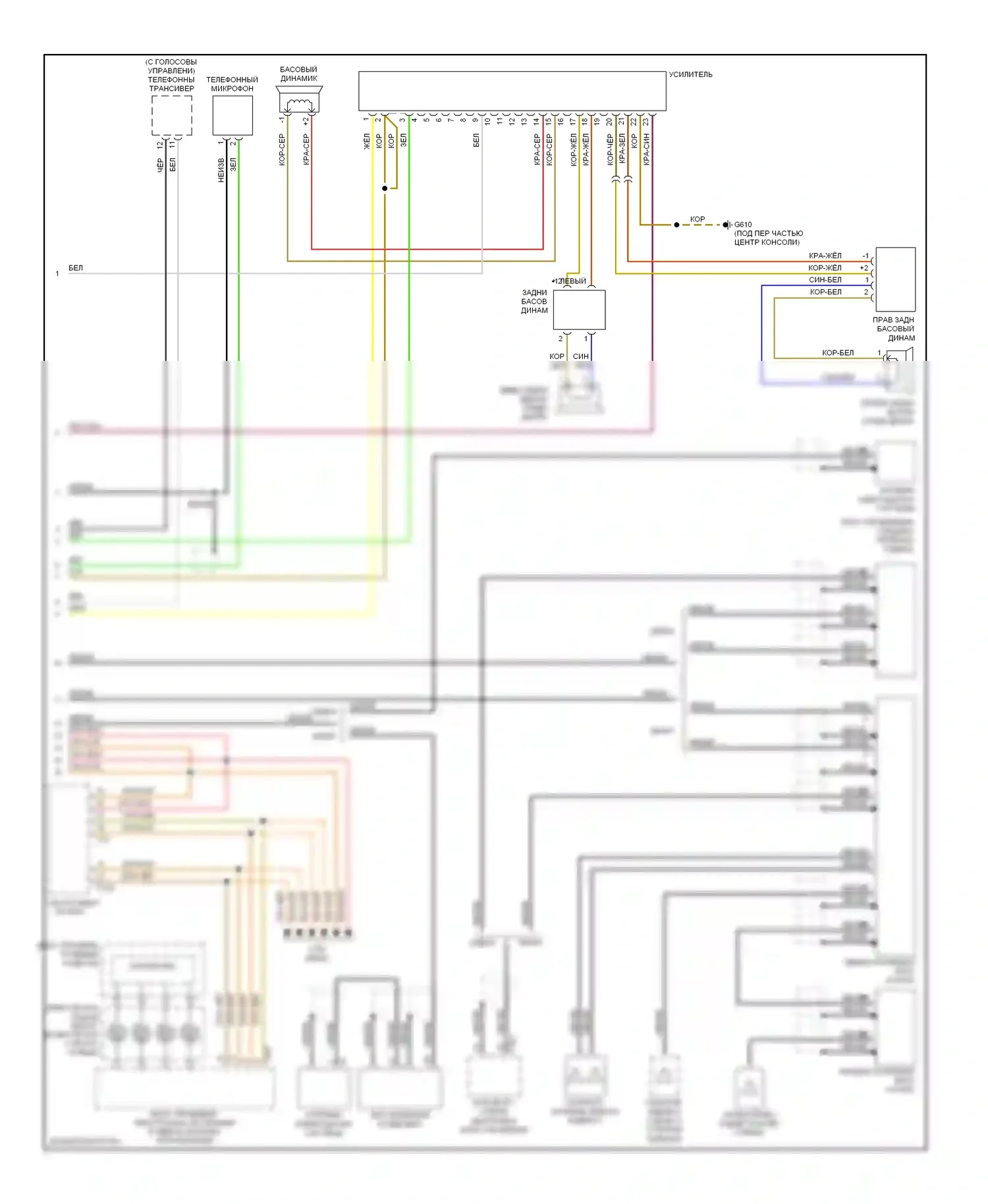 S4 Audi B7 (2004-2008): Электросхема магнитола/навигации, с rns-e, с усилителем (2 из 2) 