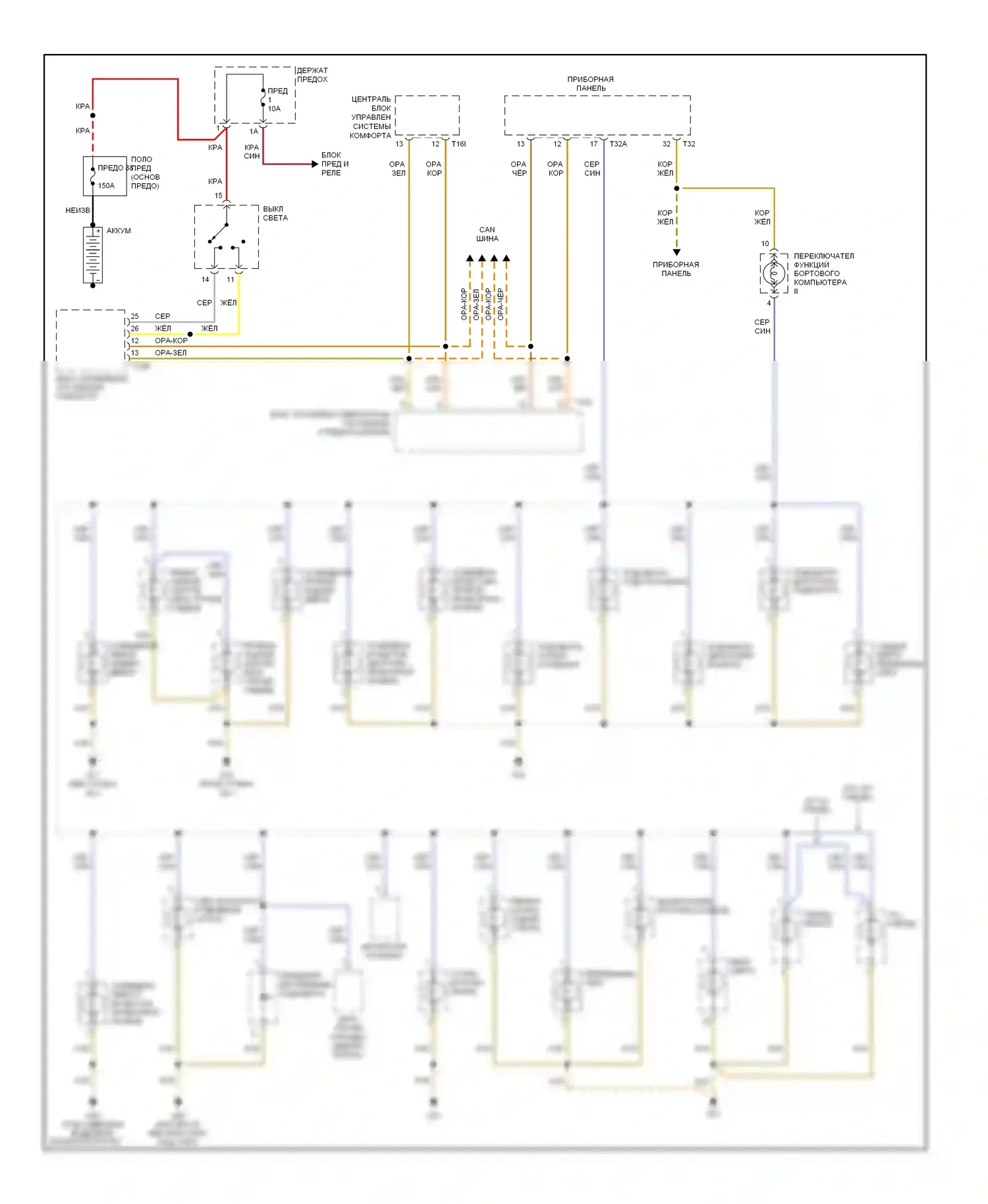 S4 Audi B7 (2004-2008): Электросхема подсветки приборной панели (1 из 2) 
