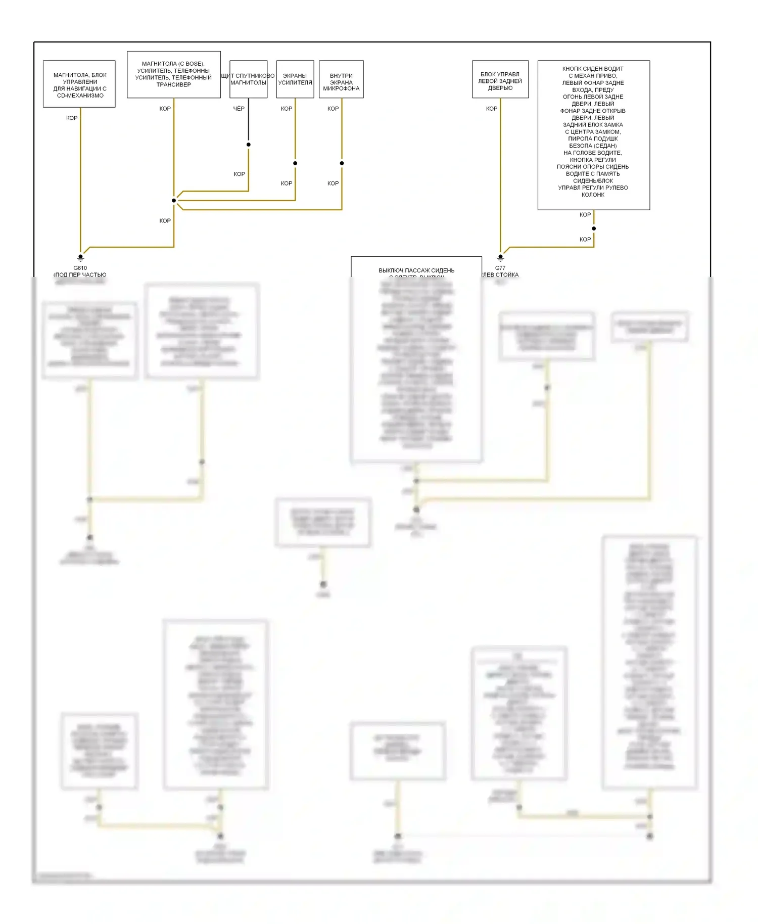 S4 Audi B7 (2004-2008): Электросхема разводки массы (2 из 2) 