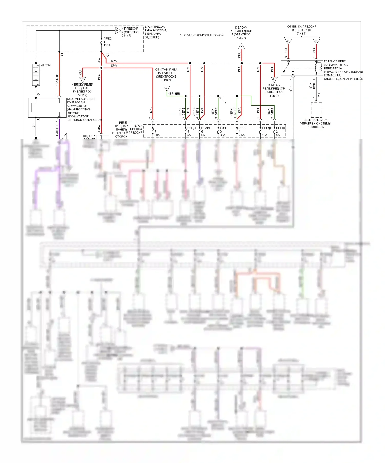 S4 Audi B8 рестайлинг (2011-2015): Электросхема блока предохранителей реле (1 из 7) 