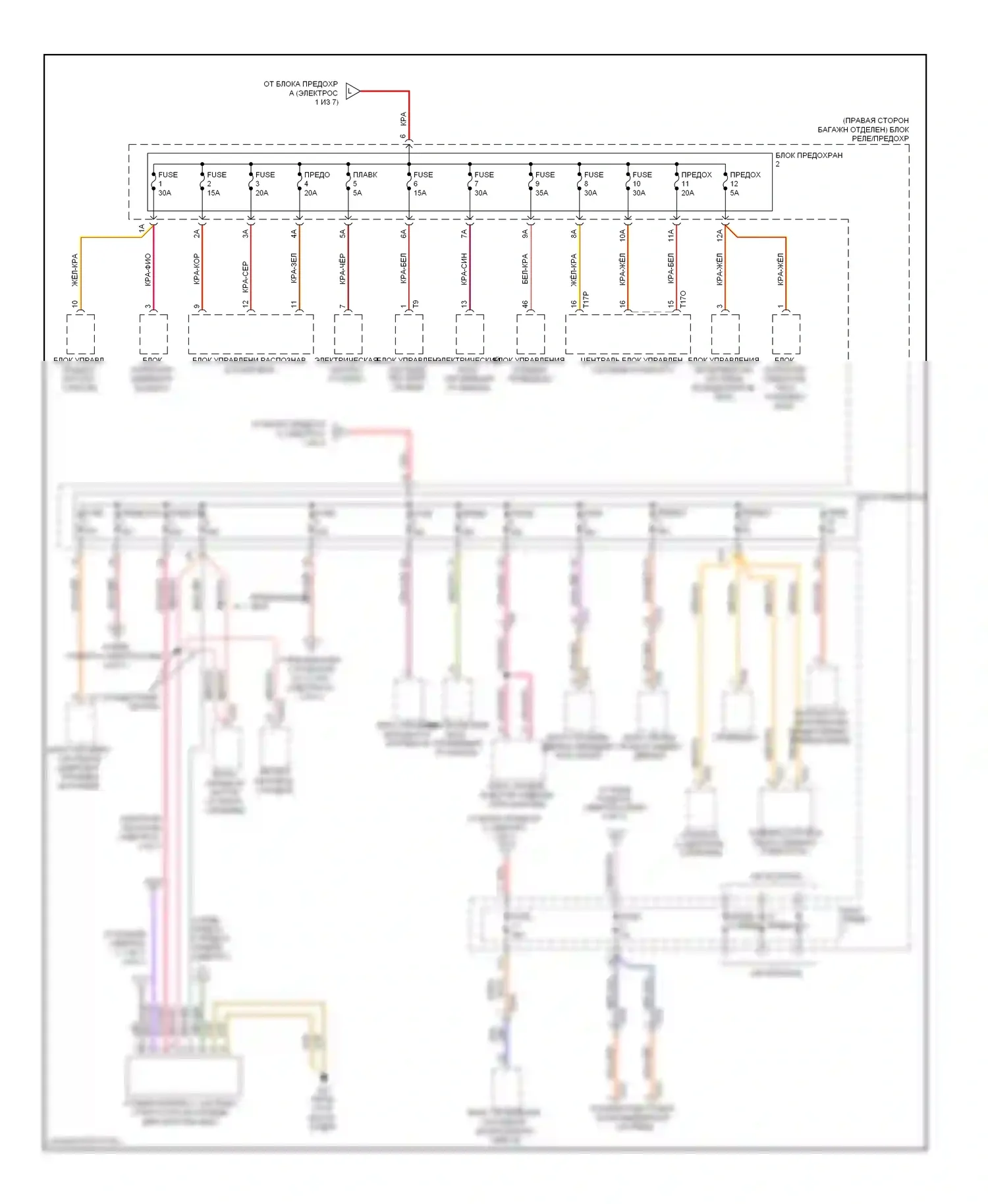 S4 Audi B8 рестайлинг (2011-2015): Электросхема блока предохранителей реле (3 из 7) 