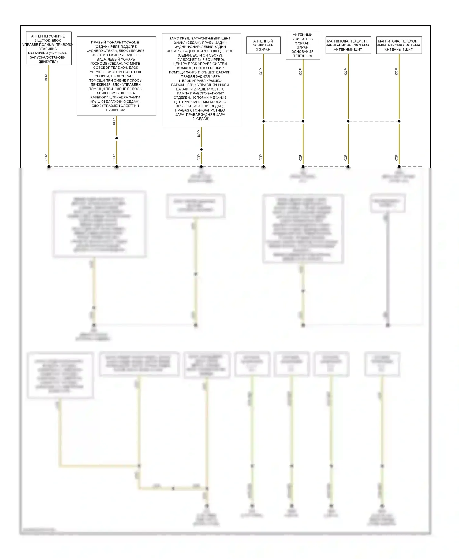 S4 Audi B8 рестайлинг (2011-2015): Электросхема точек подключения масс (2 из 3) 