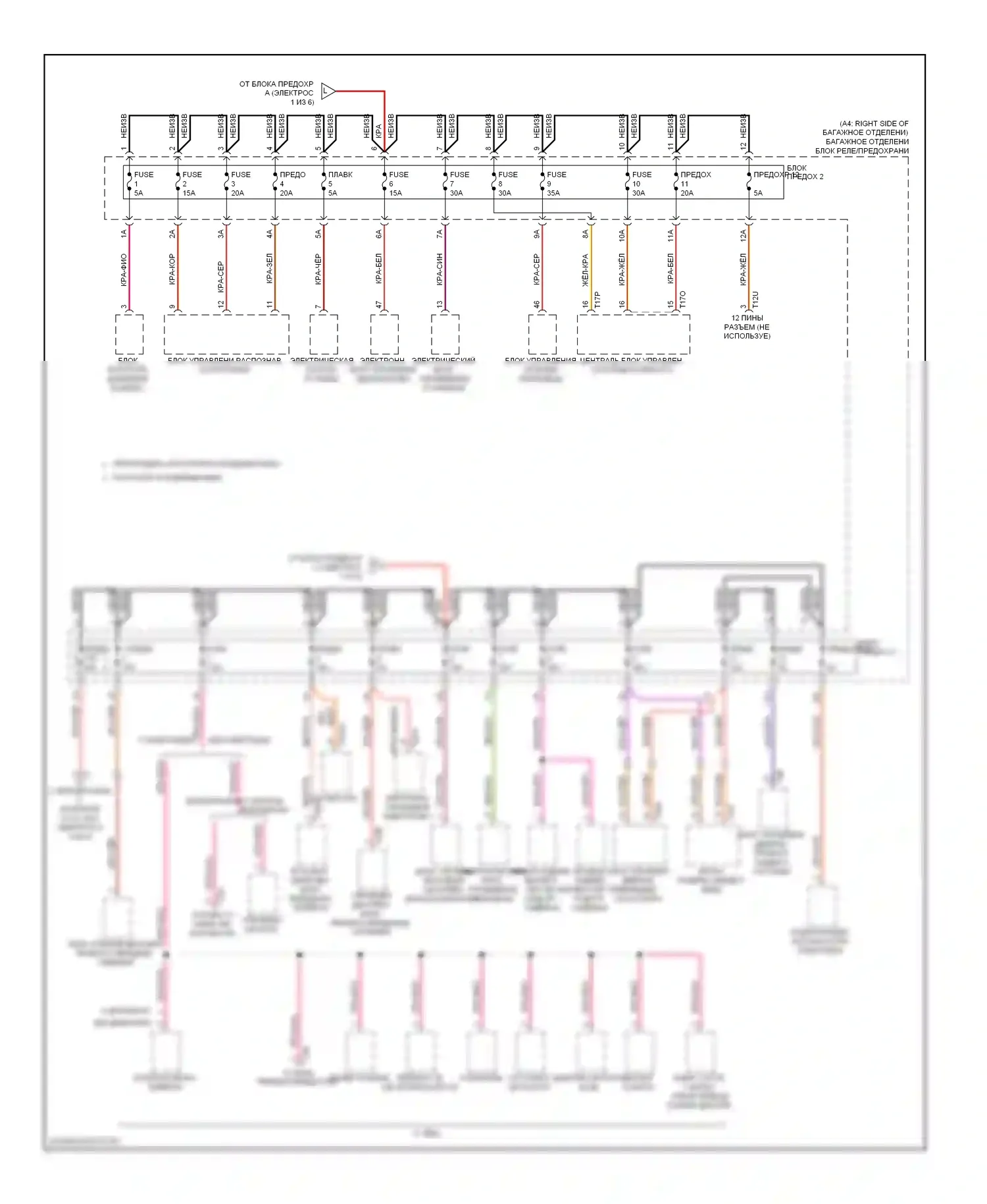 S4 Audi B8 (2008-2011): Электросхема блока предохранителей реле (3 из 6) 