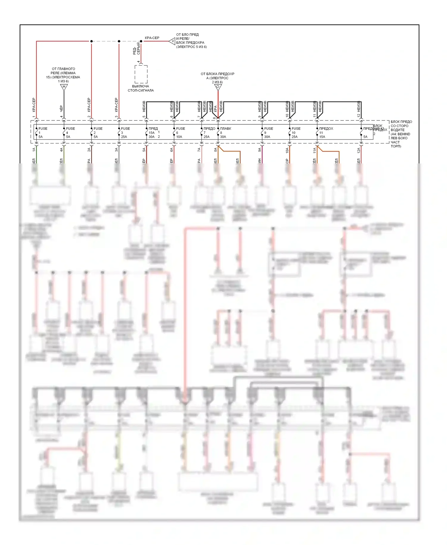 S4 Audi B8 (2008-2011): Электросхема блока предохранителей реле (6 из 6) 